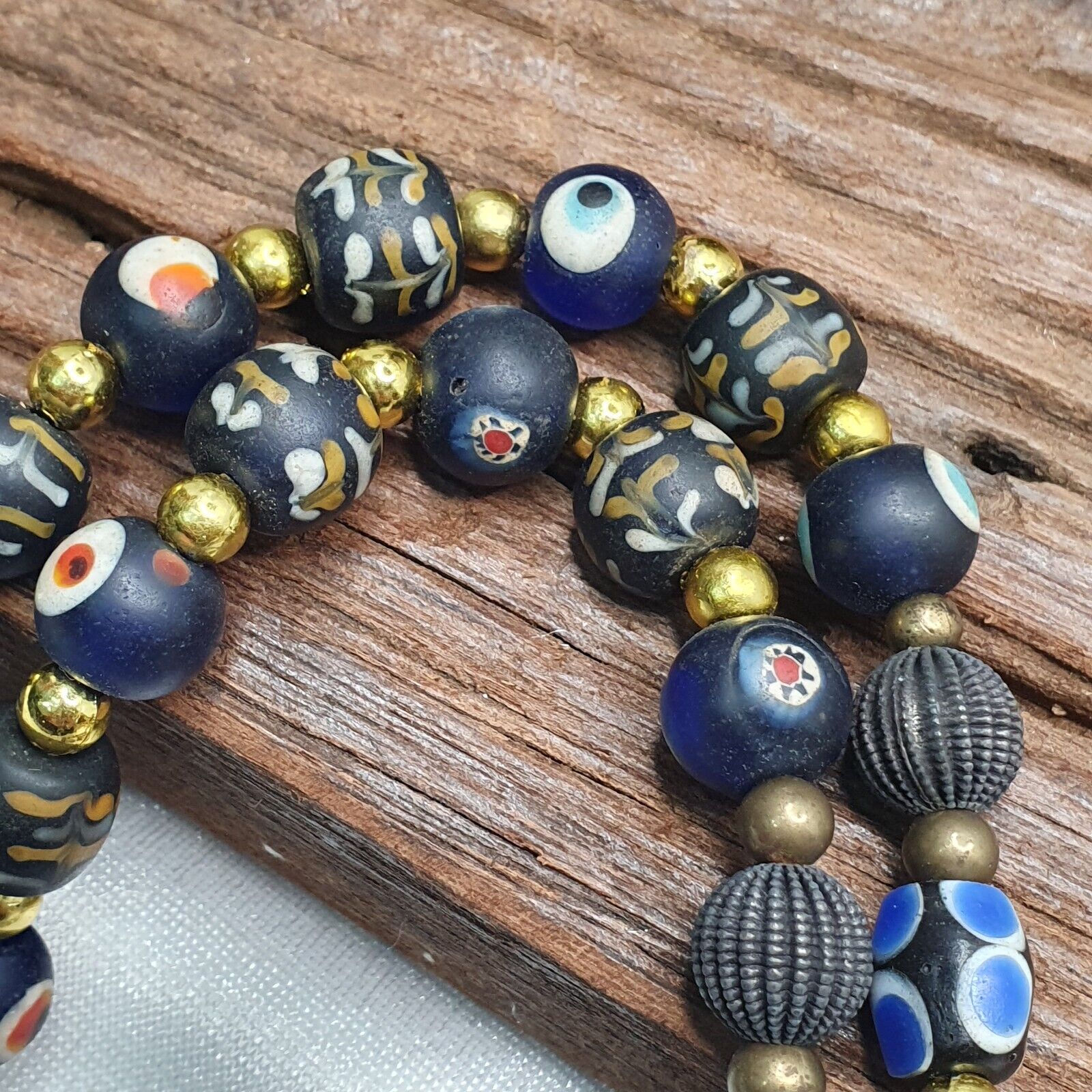 Vintage Venetian, Roman Style and Turkish Evil eye Beads Necklace