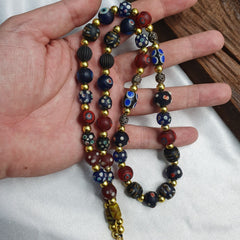 Vintage Venetian Style Skunk and Turkish Evil eye Beads Necklace