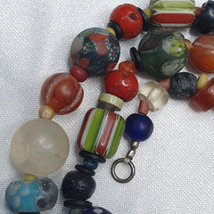 Collection of Vintage crystal, Agate, Chevron and glass old beads Necklace