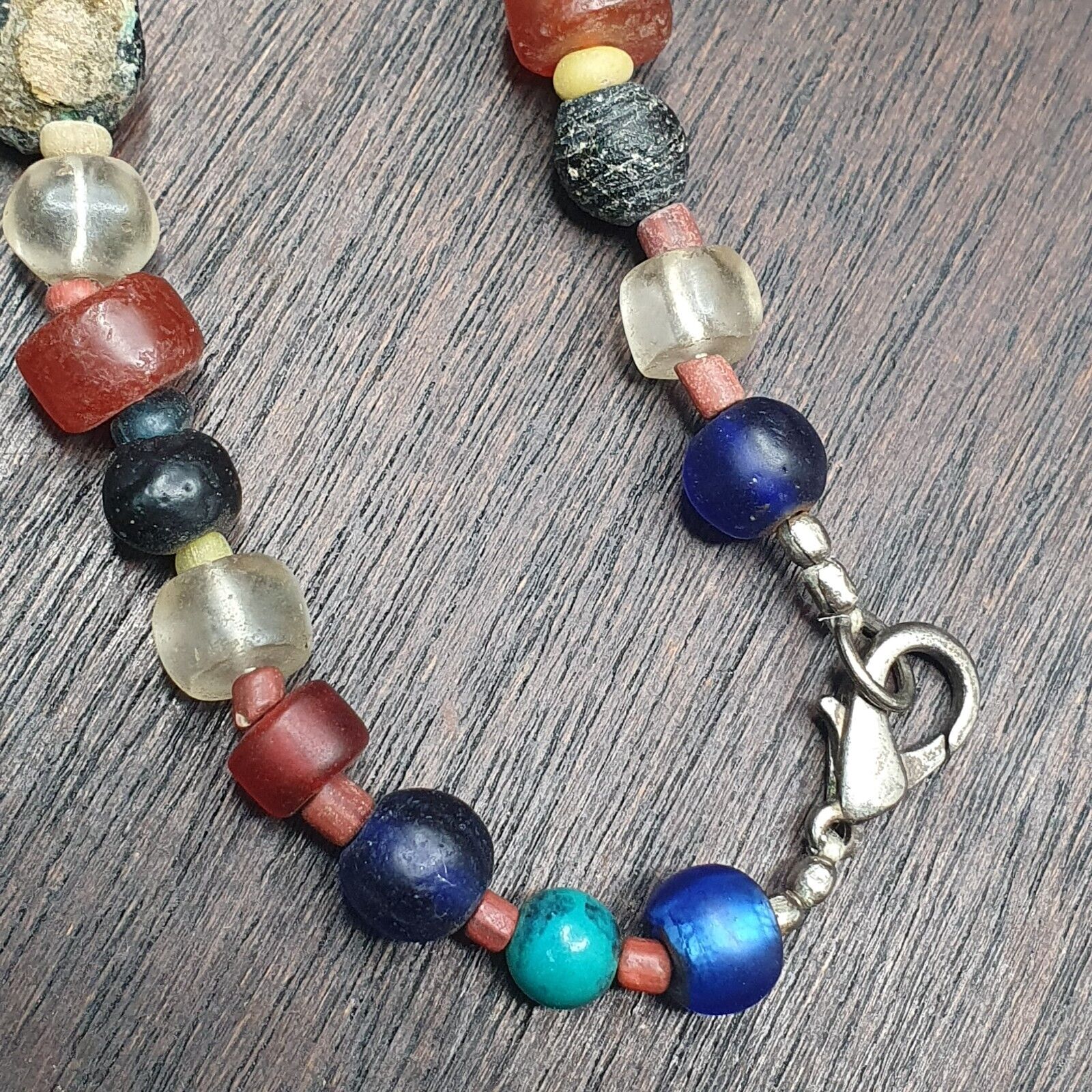 Collection of Vintage crystal, Agate, Chevron and glass old beads Necklace