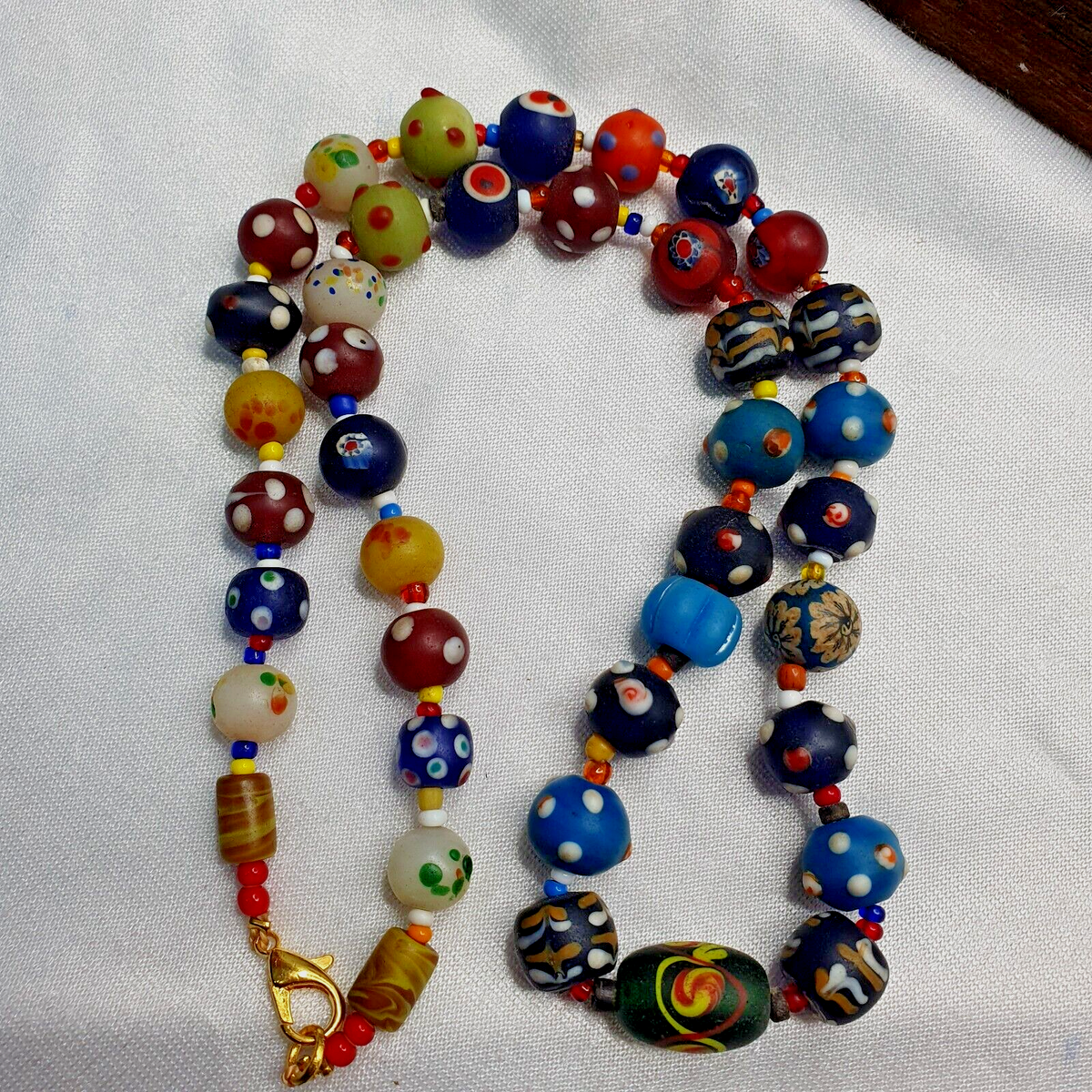 Vintage Beads Collection Venetian Style Skunk, glass Beaded Necklace