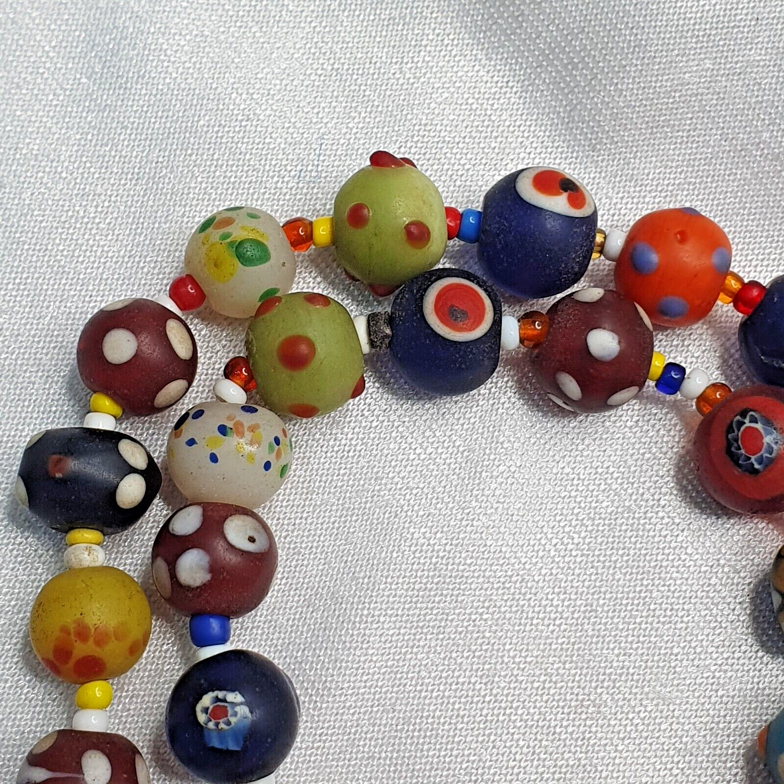 Vintage Beads Collection Venetian Style Skunk, glass Beaded Necklace