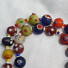 Vintage Beads Collection Venetian Style Skunk, glass Beaded Necklace