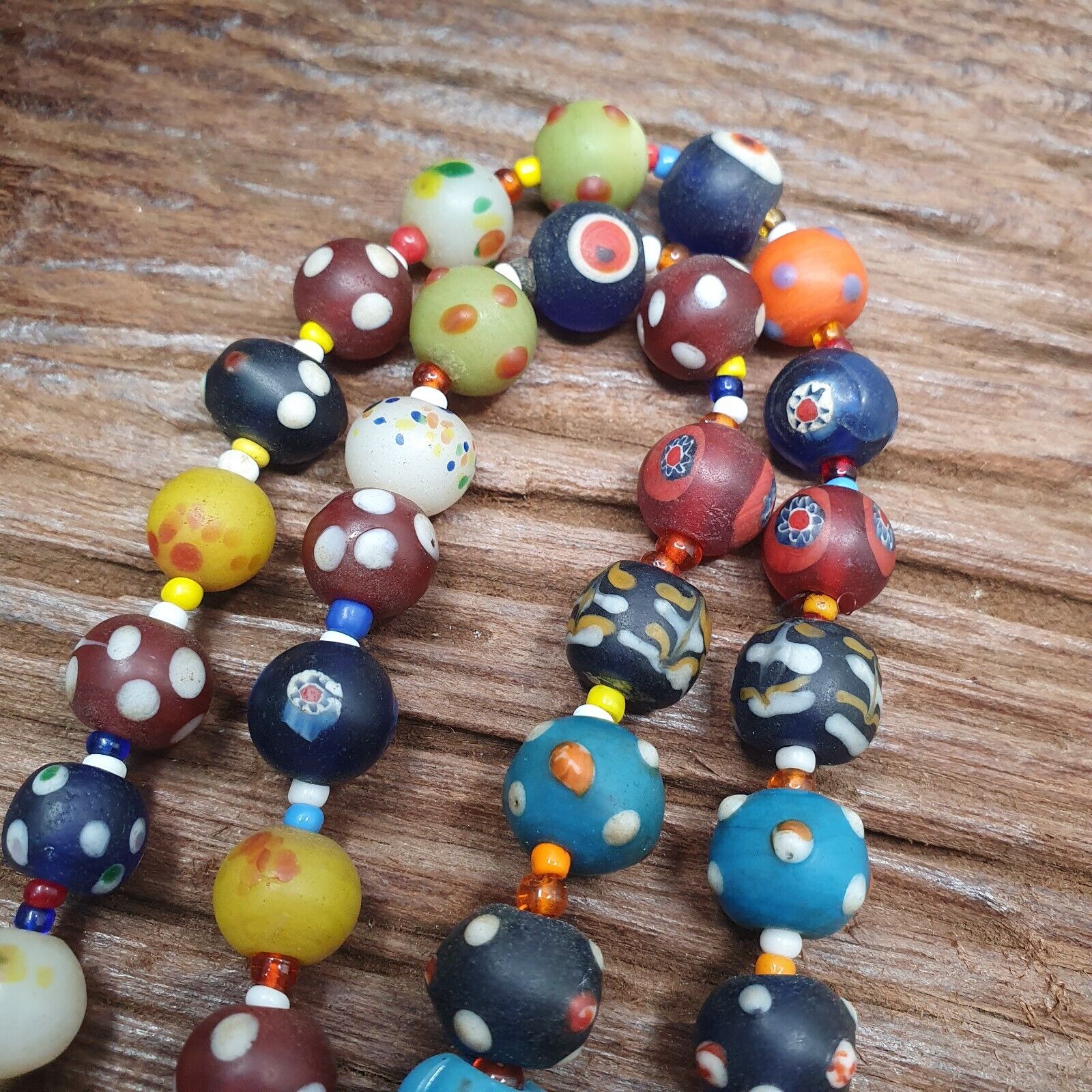 Vintage Beads Collection Venetian Style Skunk, glass Beaded Necklace