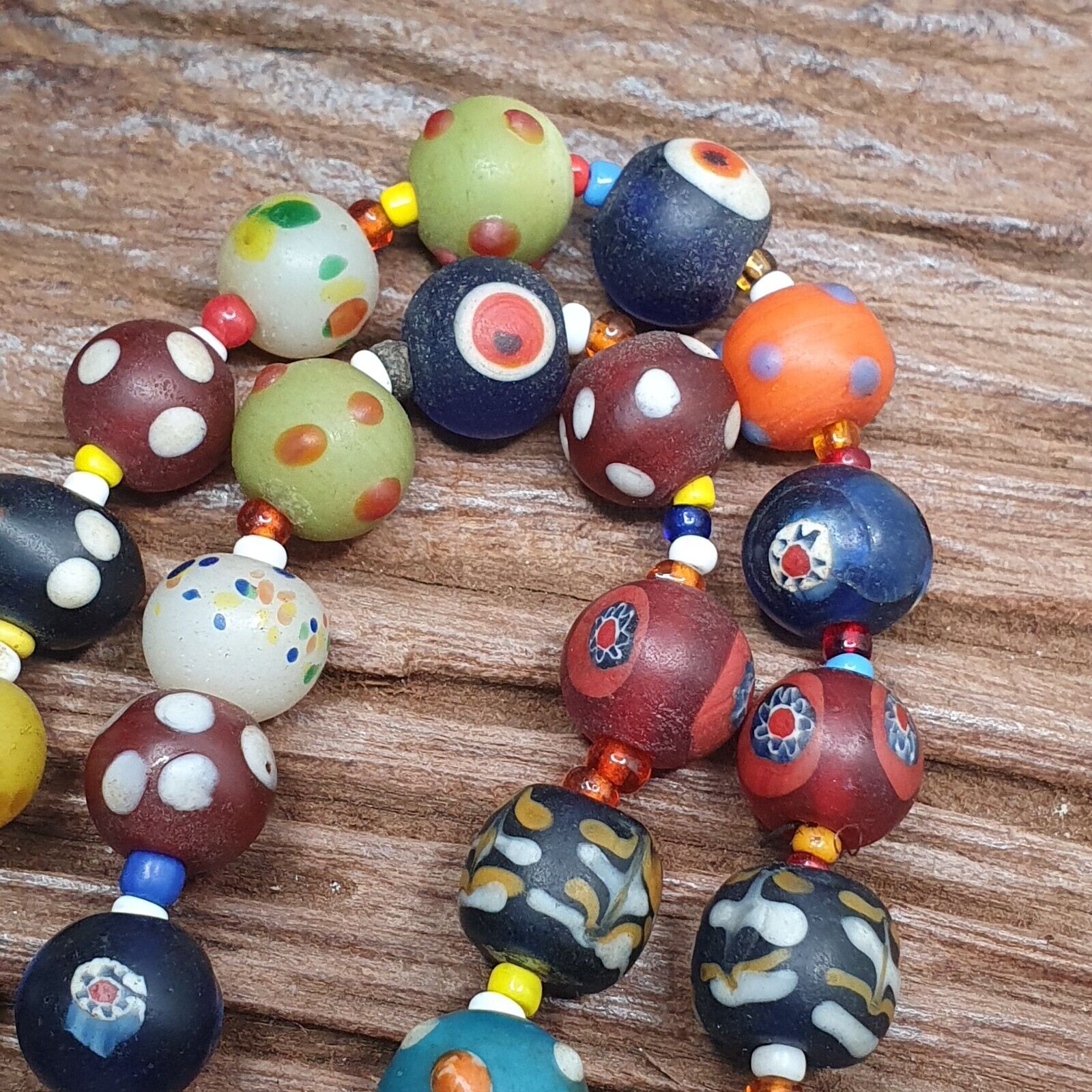 Vintage Beads Collection Venetian Style Skunk, glass Beaded Necklace