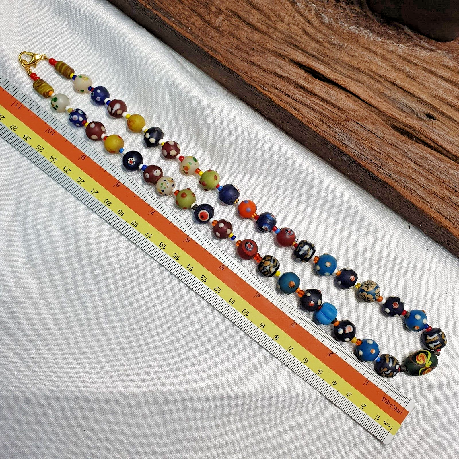 Vintage Beads Collection Venetian Style Skunk, glass Beaded Necklace