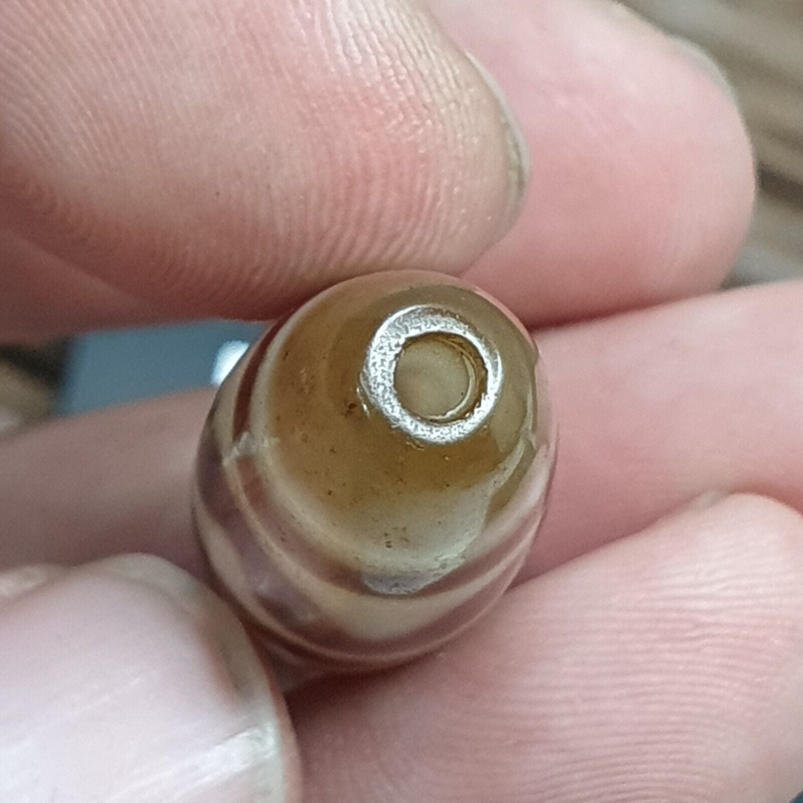 Himalayan Indo Tibetan Agate ZigZag Lines Bead unique Patterns Dzi Amulet