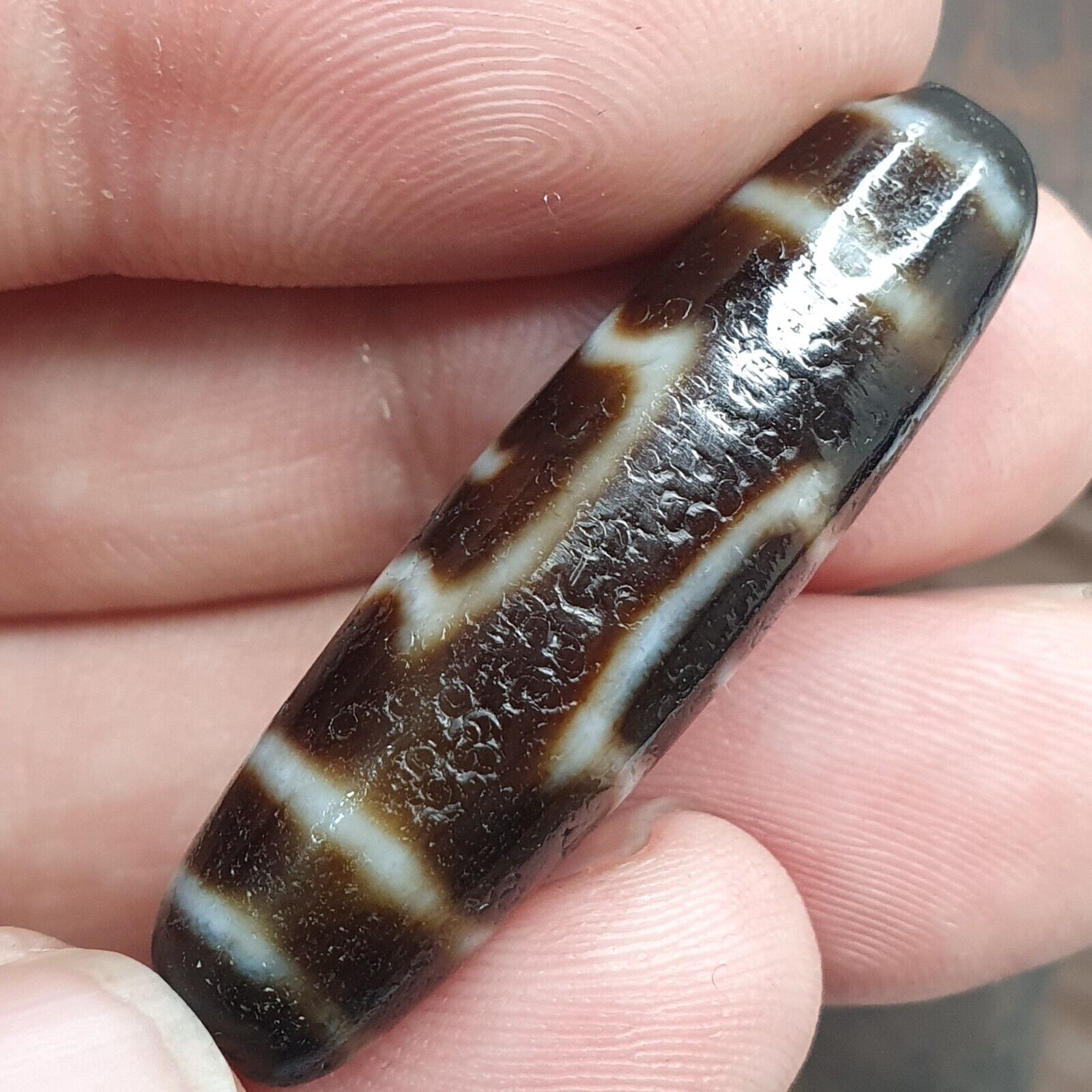 Himalayan Indo Tibetan Dzi Bead Amulet Necklace