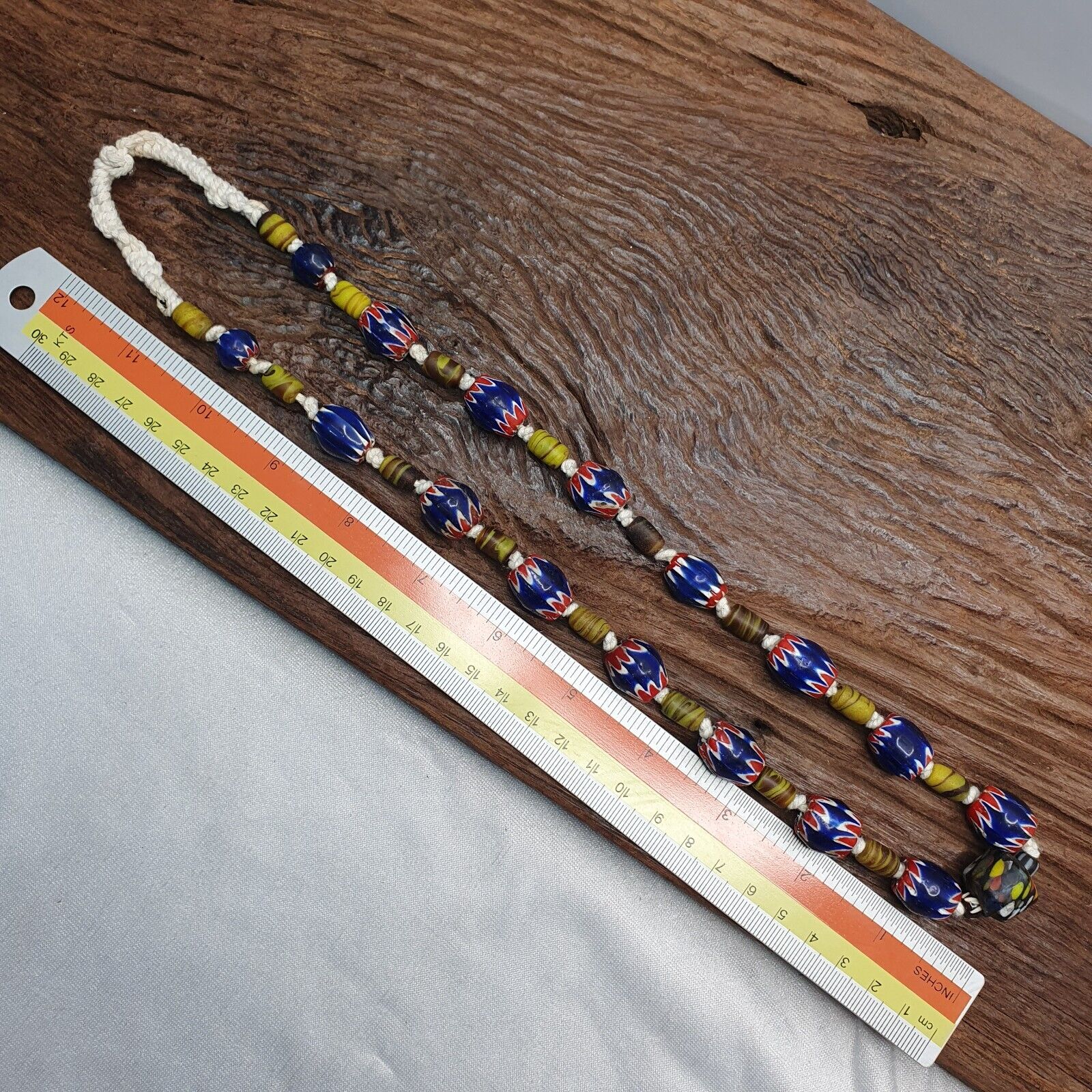 Vintage Venetian Style Blue Chevron beads Necklace #CH-3