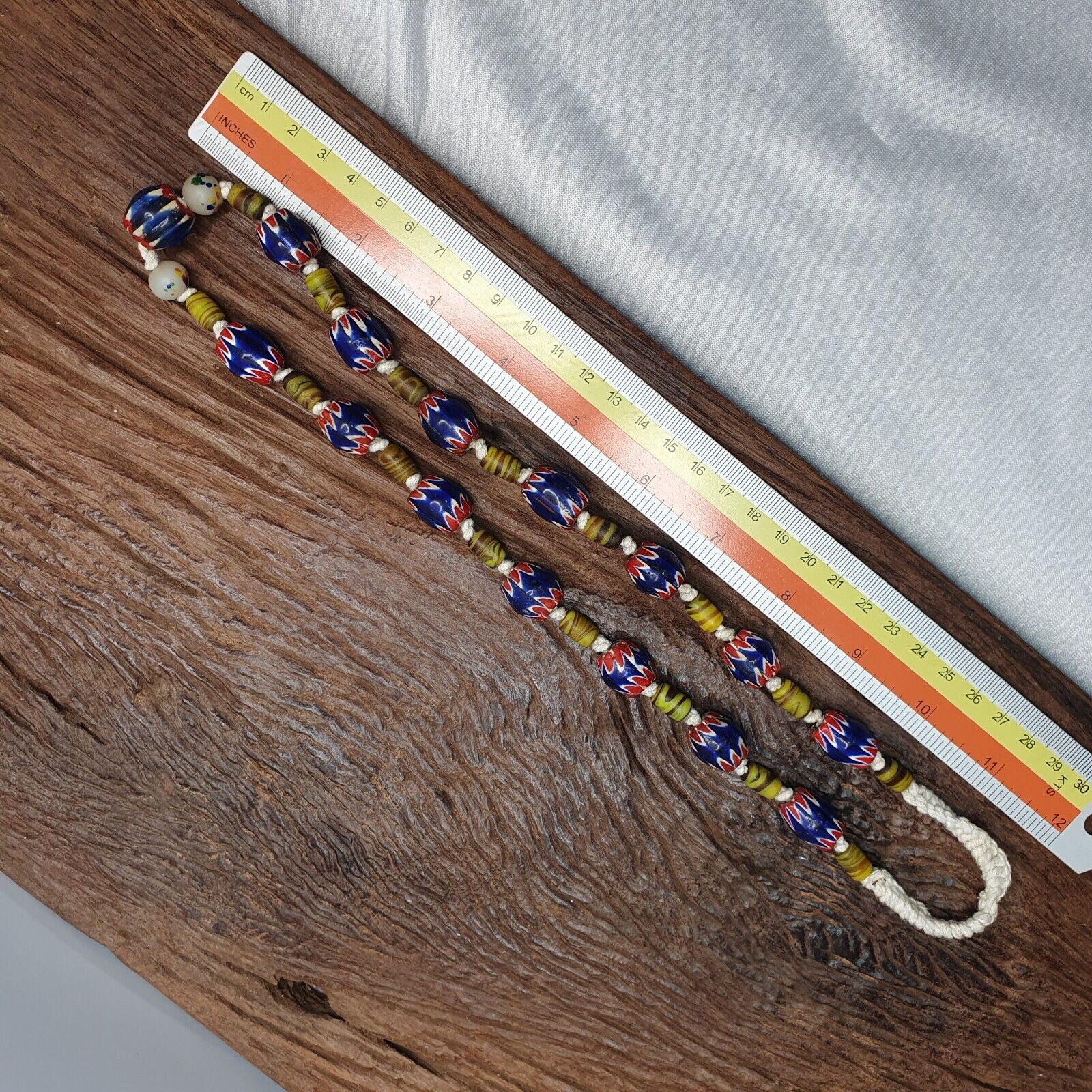 Vintage Venetian Style Blue Chevron beads Necklace #CH-2