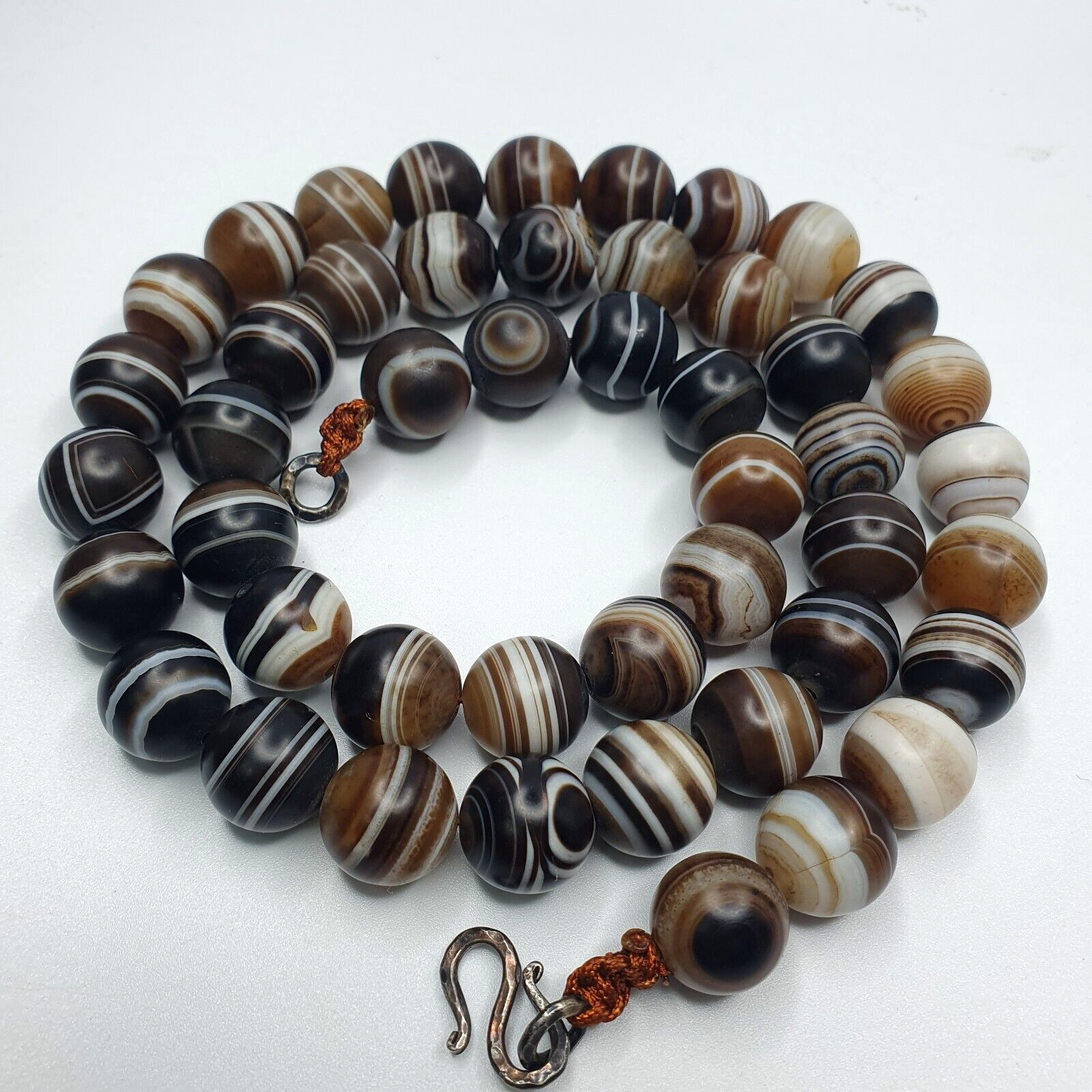 Lot 47 INDO Himalayan Eye Beads Soleimani Banded Agate Beaded Necklace