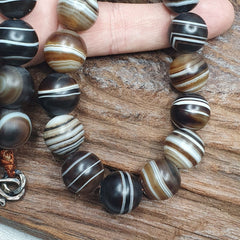 Lot 47 INDO Himalayan Eye Beads Soleimani Banded Agate Beaded Necklace