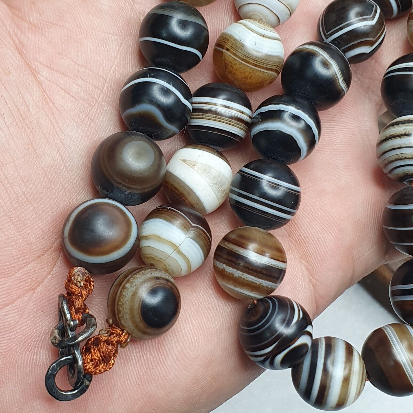 Lot 47 INDO Himalayan Eye Beads Soleimani Banded Agate Beaded Necklace