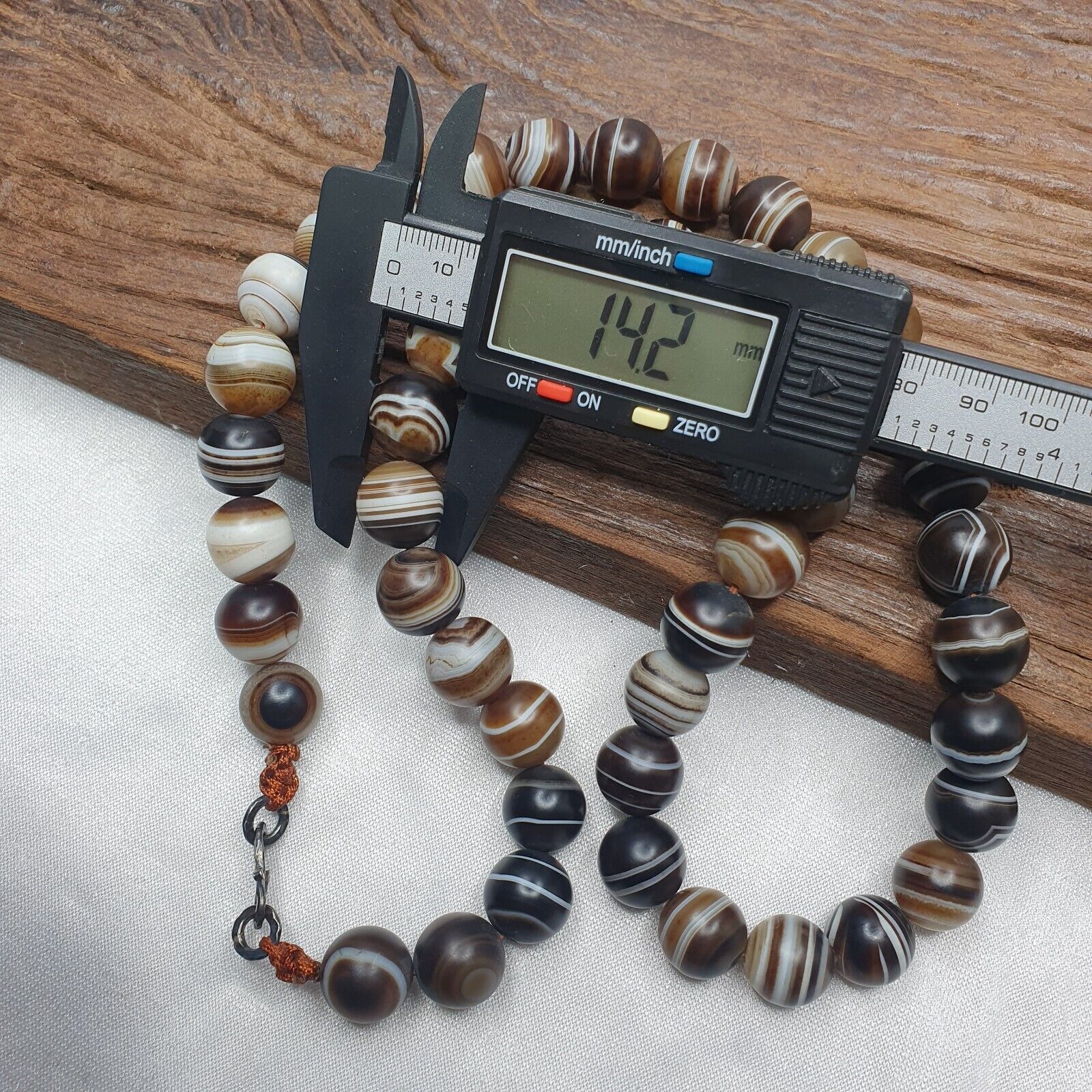 Lot 47 INDO Himalayan Eye Beads Soleimani Banded Agate Beaded Necklace