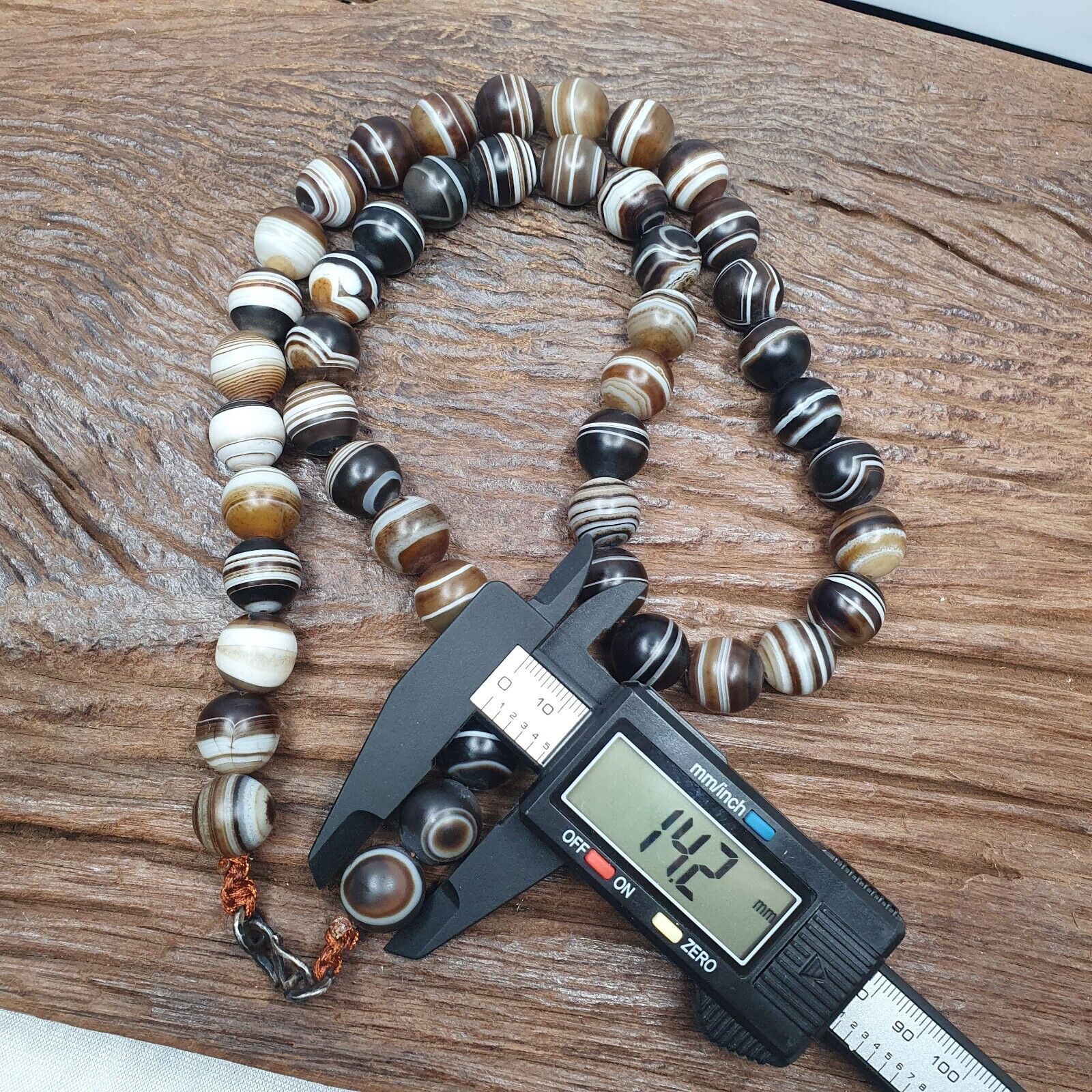 Lot 47 INDO Himalayan Eye Beads Soleimani Banded Agate Beaded Necklace