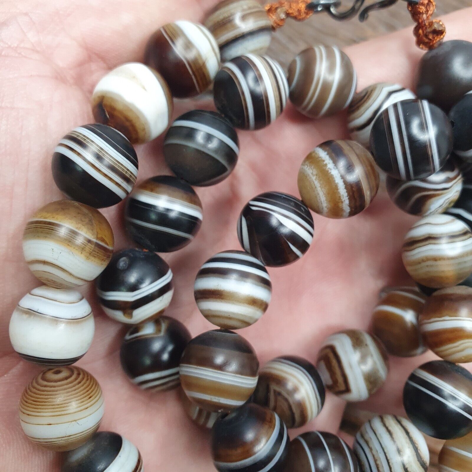 Lot 47 INDO Himalayan Eye Beads Soleimani Banded Agate Beaded Necklace