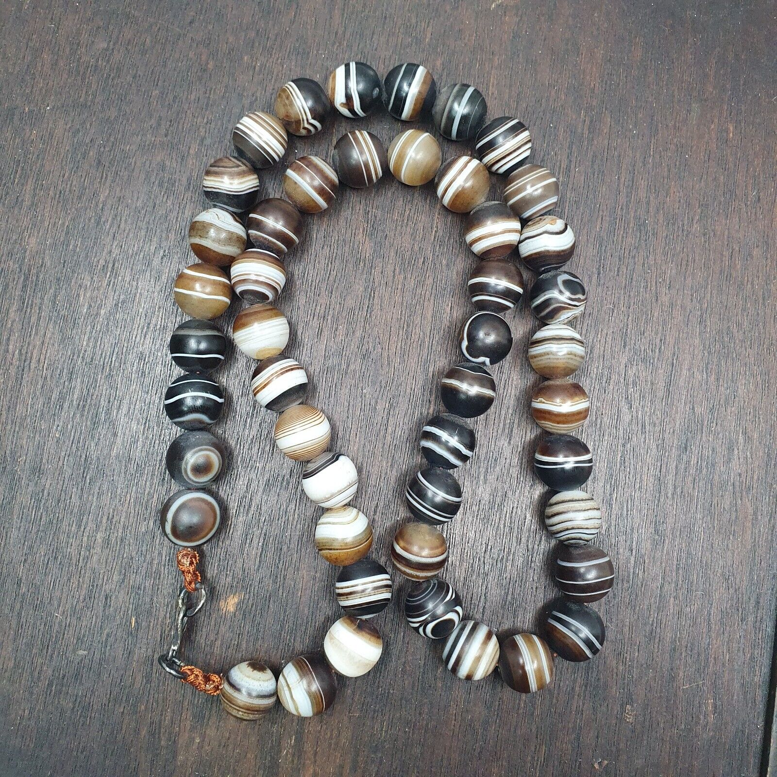 Lot 47 INDO Himalayan Eye Beads Soleimani Banded Agate Beaded Necklace