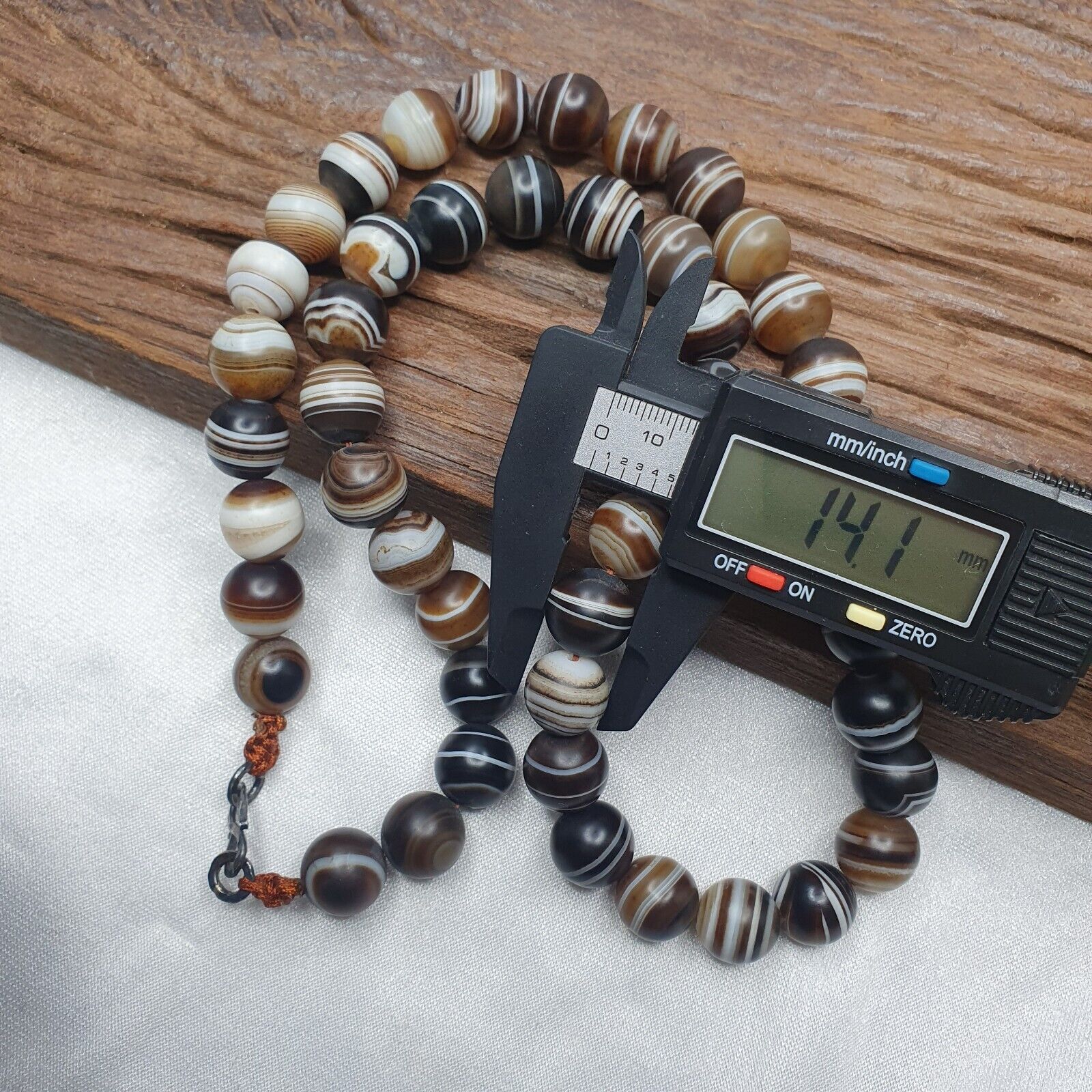 Lot 47 INDO Himalayan Eye Beads Soleimani Banded Agate Beaded Necklace
