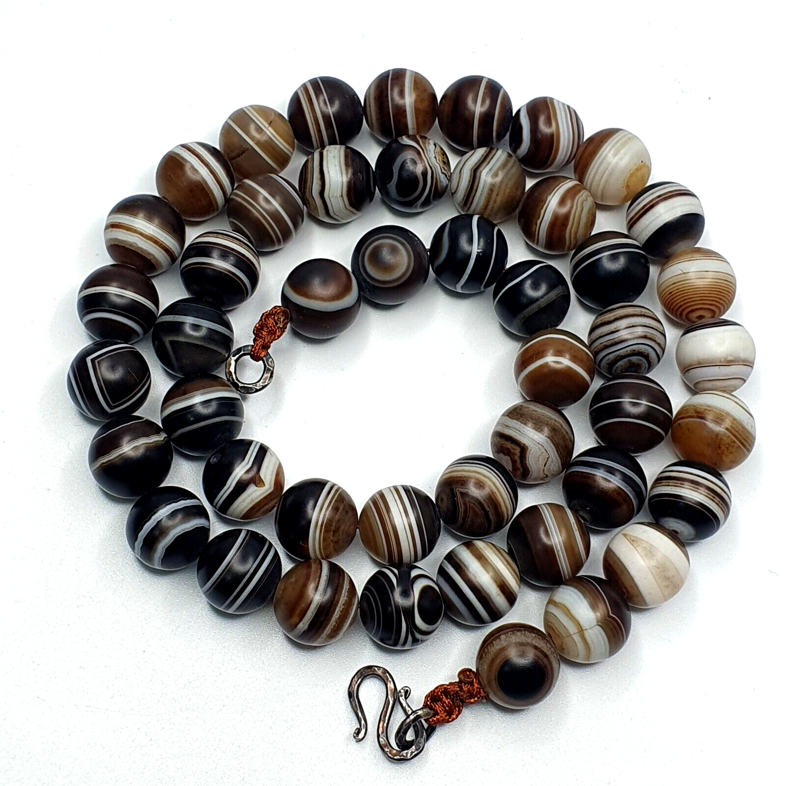 Lot 47 INDO Himalayan Eye Beads Soleimani Banded Agate Beaded Necklace