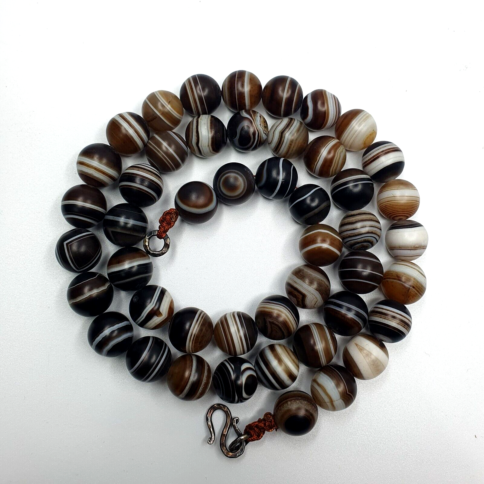 Lot 47 INDO Himalayan Eye Beads Soleimani Banded Agate Beaded Necklace