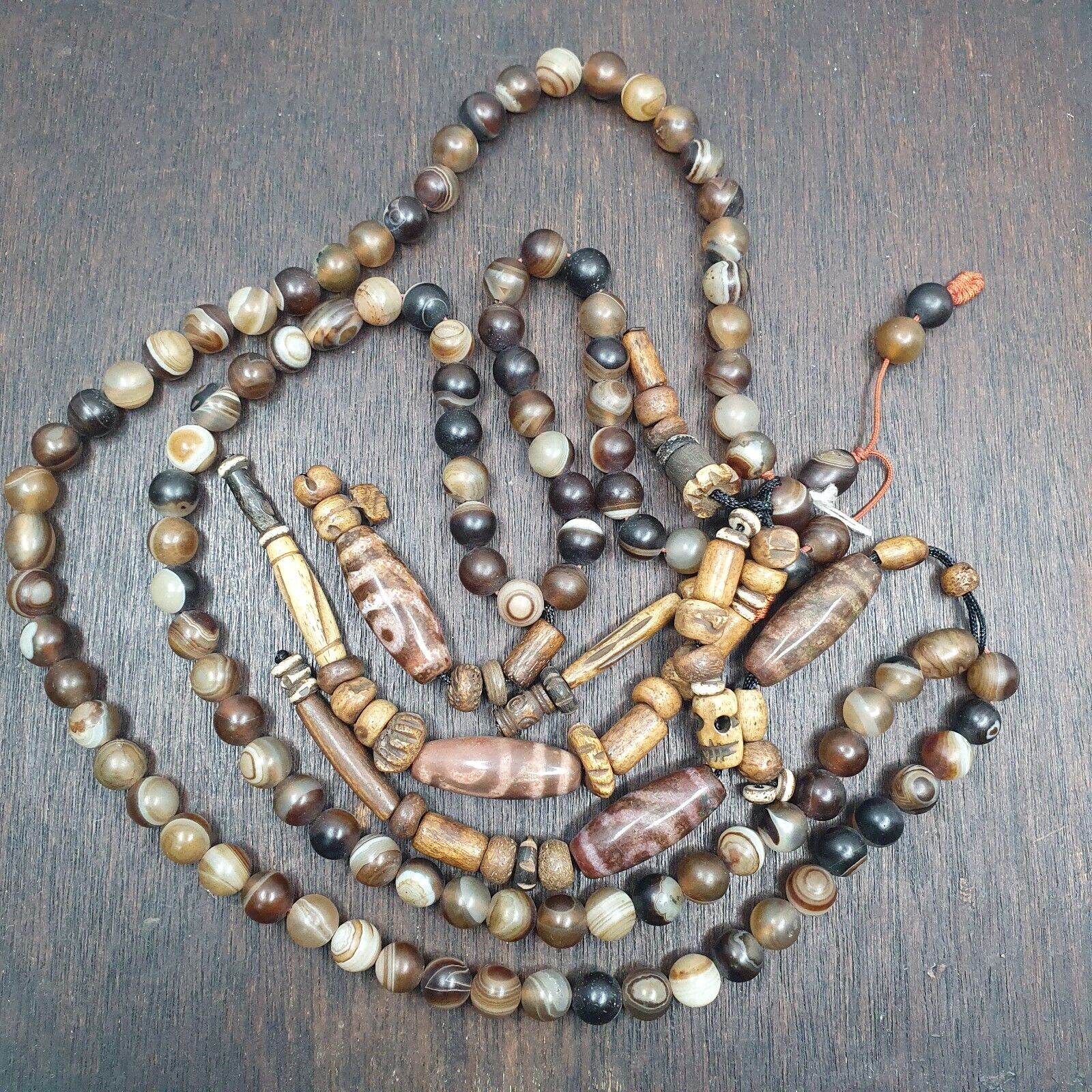 Powerful Spiritual 108 Agate Prayer Beads with Tibetan DZI Beads Buddhist Rosary