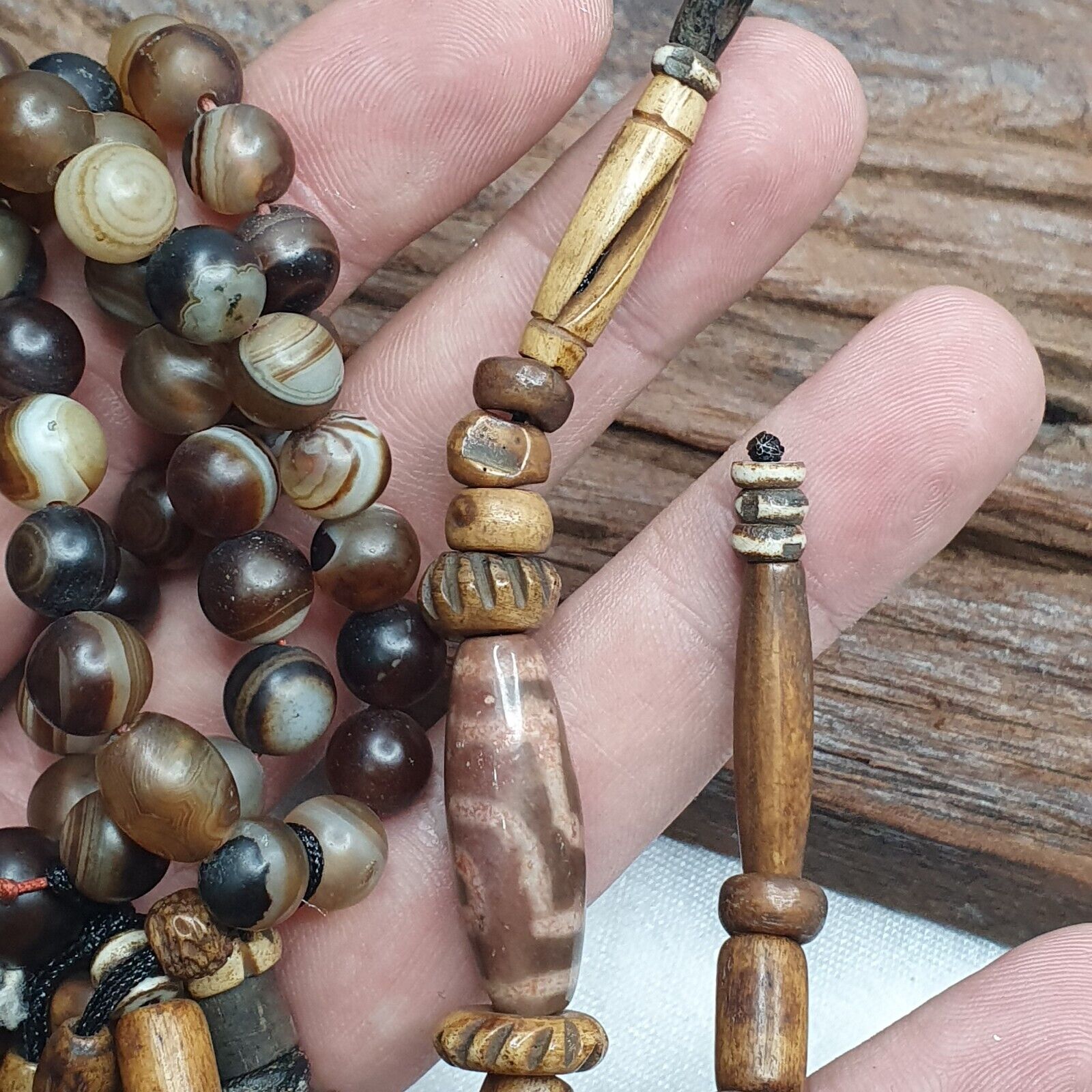 Powerful Spiritual 108 Agate Prayer Beads with Tibetan DZI Beads Buddhist Rosary