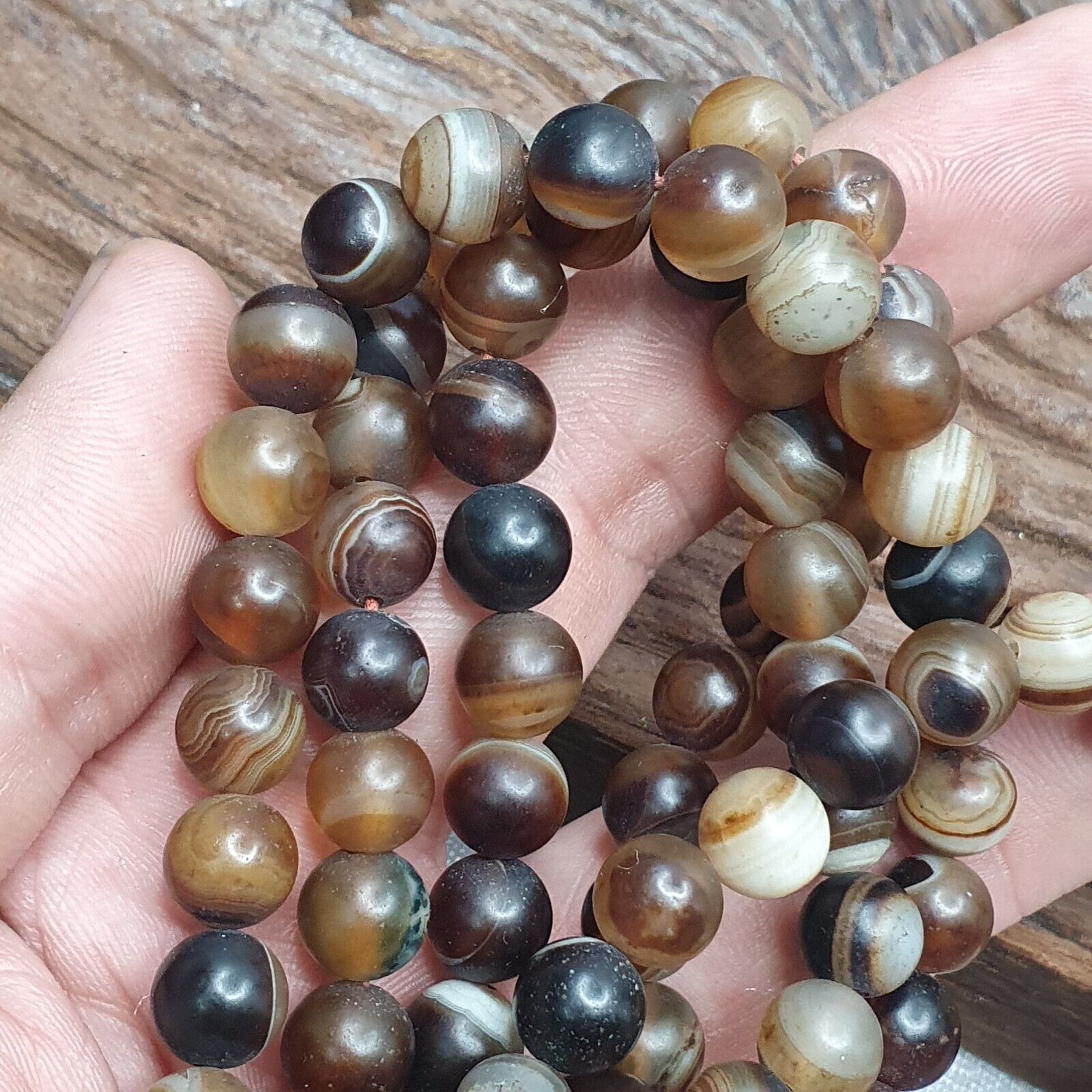 Powerful Spiritual 108 Agate Prayer Beads with Tibetan DZI Beads Buddhist Rosary