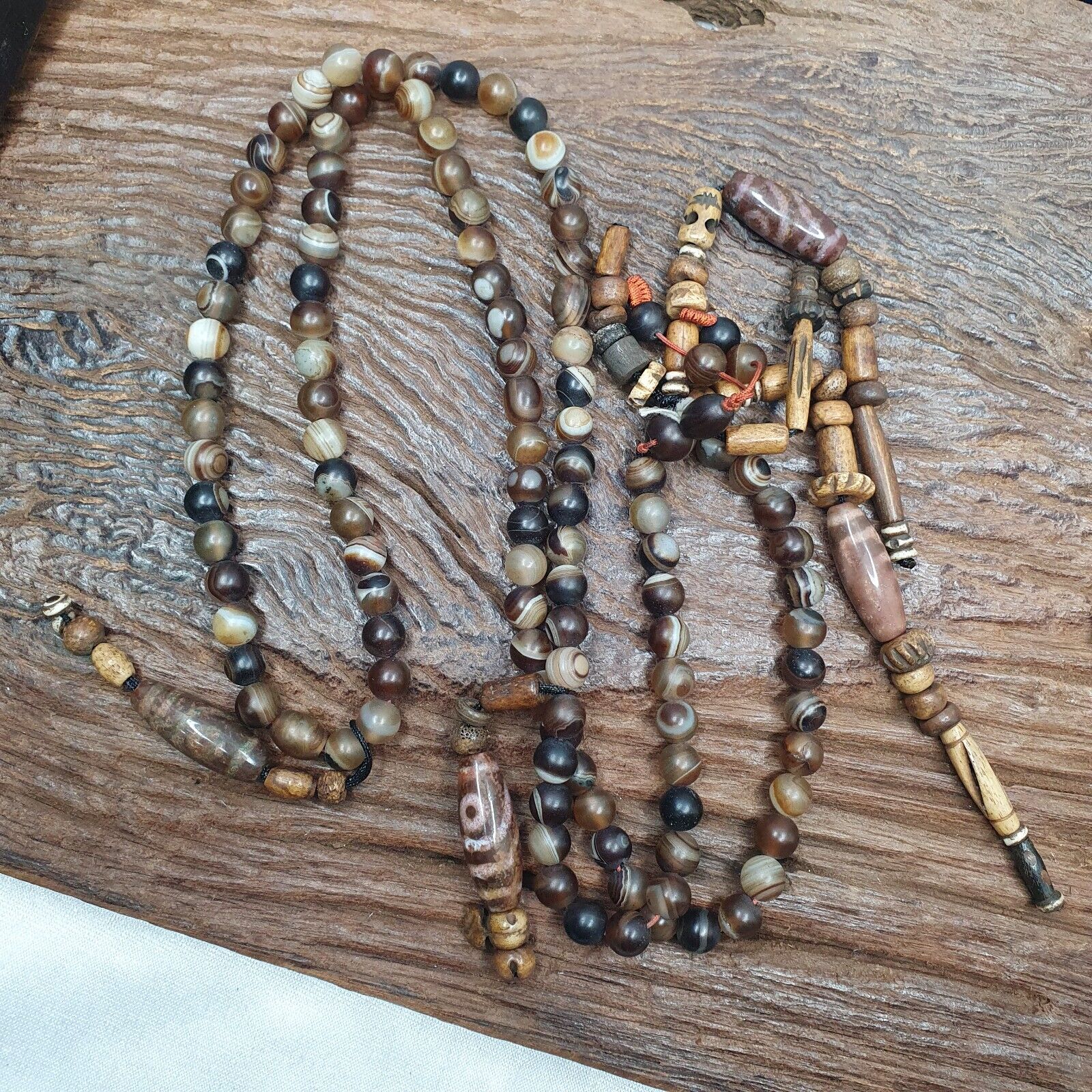 Powerful Spiritual 108 Agate Prayer Beads with Tibetan DZI Beads Buddhist Rosary
