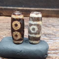 Lot 2 Eye Bead Tibetan dzi bead old amulet Agate Tibet gzi pendant SHD-1