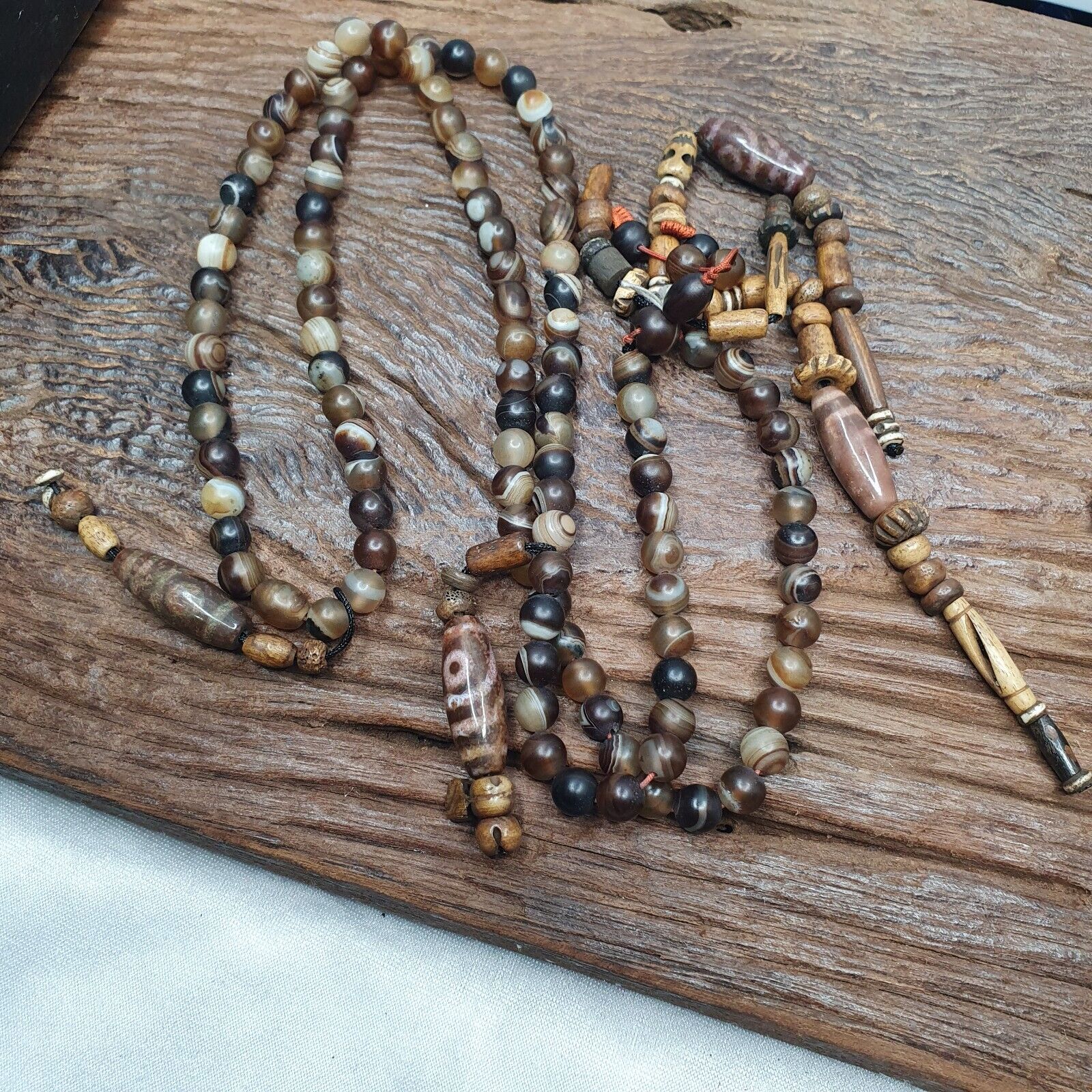 Powerful Spiritual 108 Agate Prayer Beads with Tibetan DZI Beads Buddhist Rosary