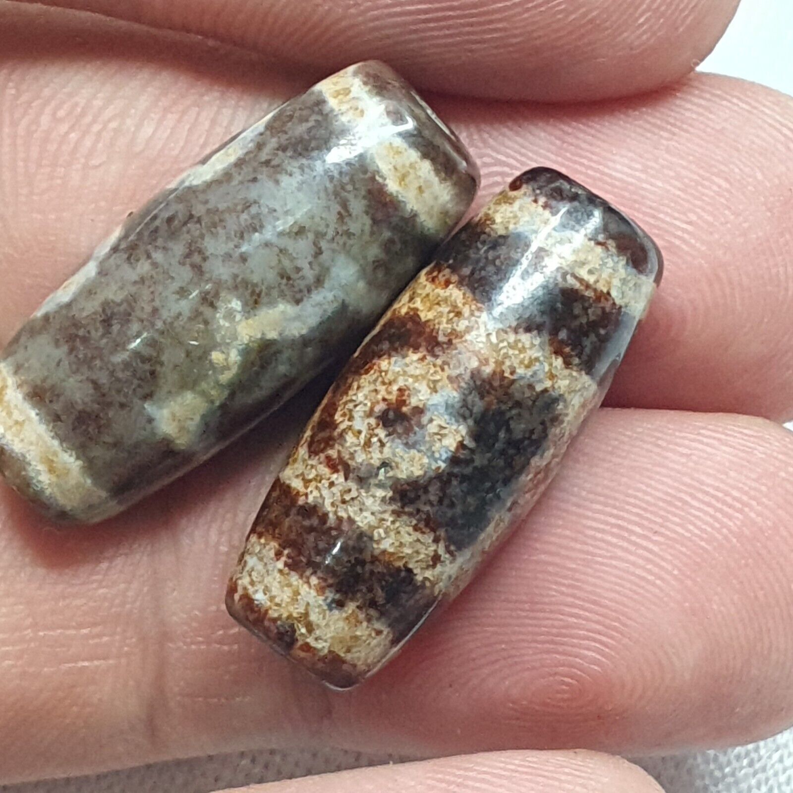 Lot 2 Eye Bead Tibetan dzi bead old amulet Agate Tibet gzi pendant SHD-1