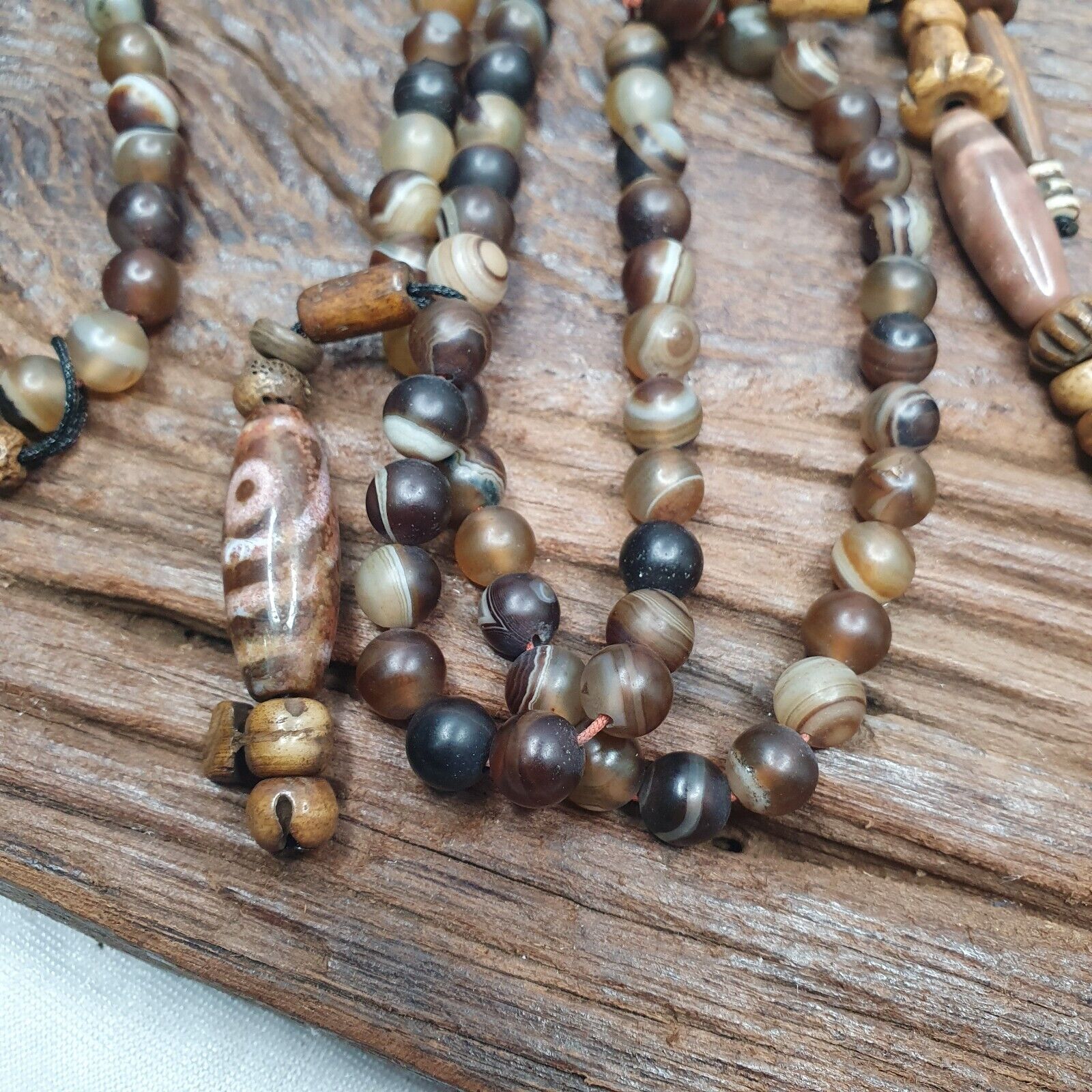 Powerful Spiritual 108 Agate Prayer Beads with Tibetan DZI Beads Buddhist Rosary