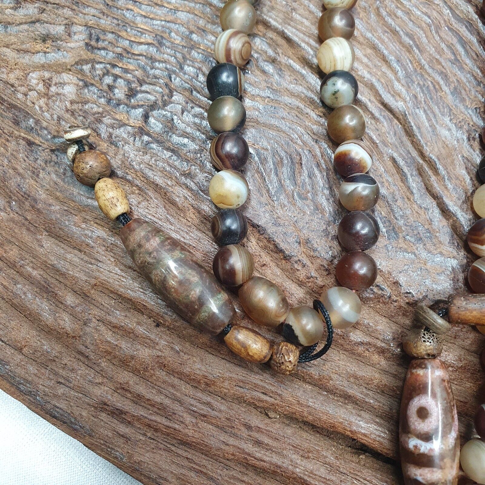 Powerful Spiritual 108 Agate Prayer Beads with Tibetan DZI Beads Buddhist Rosary