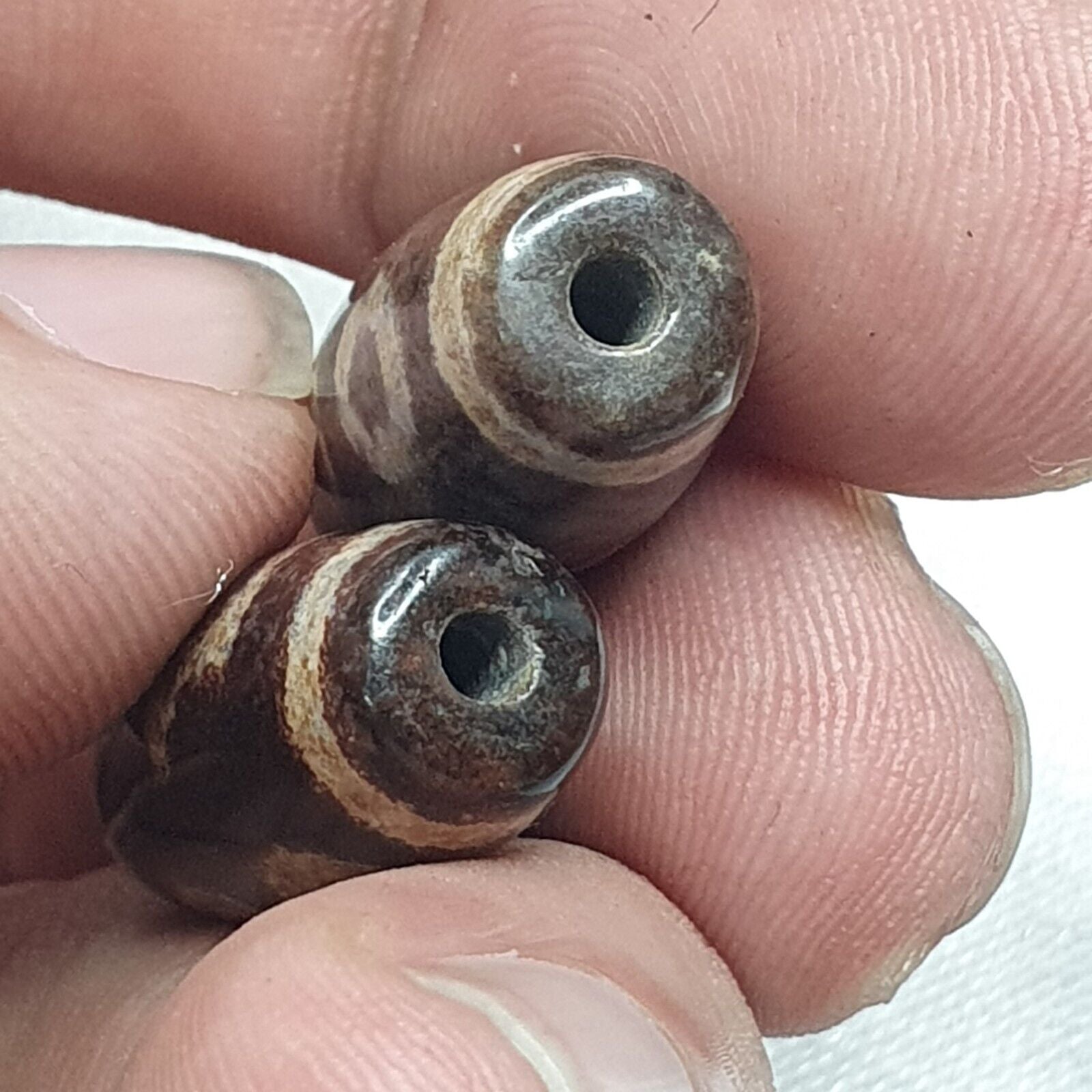 Lot 2 Eye Bead Tibetan dzi bead old amulet Agate Tibet gzi pendant SHD-1