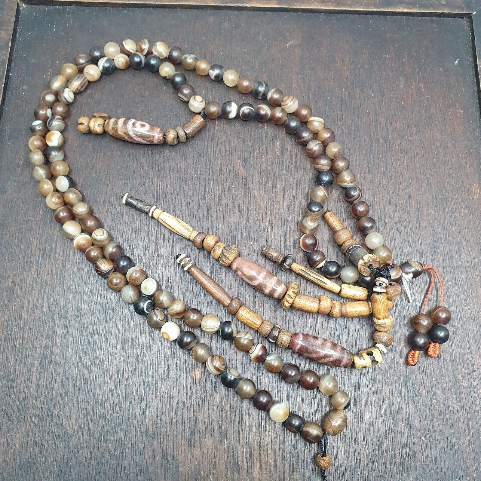 Powerful Spiritual 108 Agate Prayer Beads with Tibetan DZI Beads Buddhist Rosary