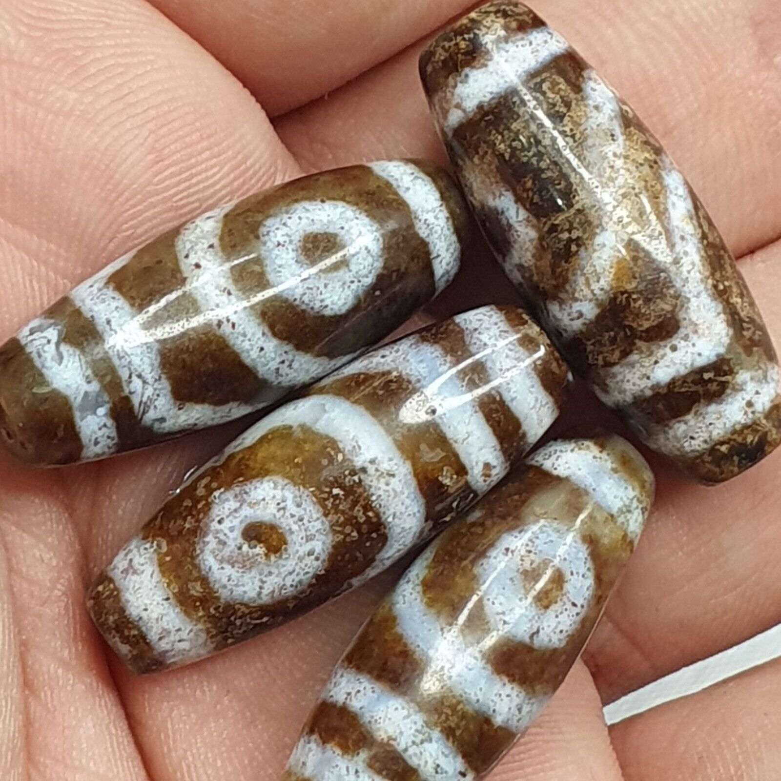 Lot 4 Pcs Eye Beads Tibetan dzi bead old amulet Agate Tibet gzi pendant SHD-L4