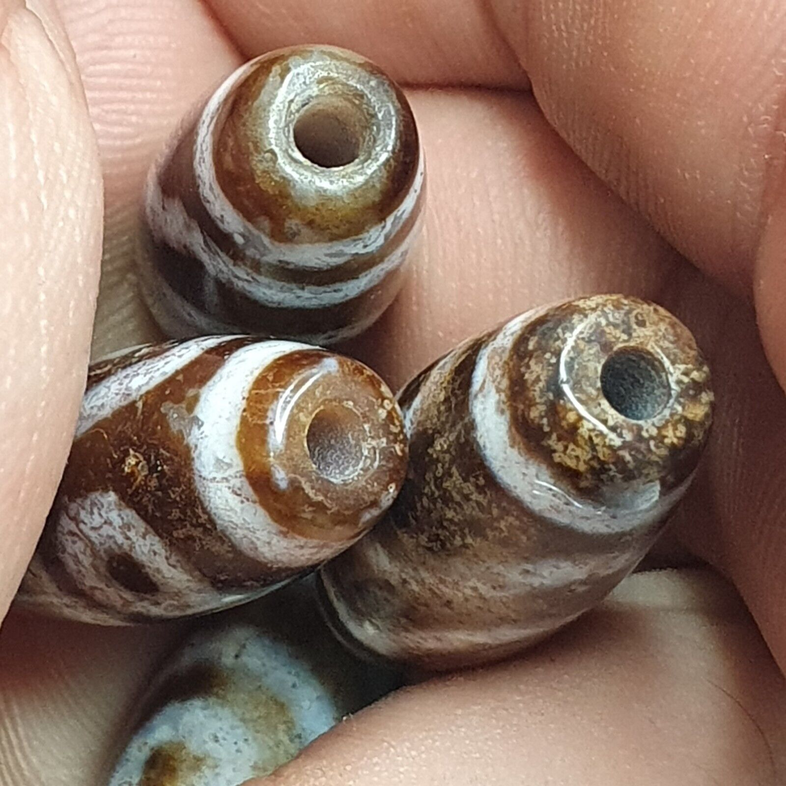 Lot 4 Pcs Eye Beads Tibetan dzi bead old amulet Agate Tibet gzi pendant SHD-L4