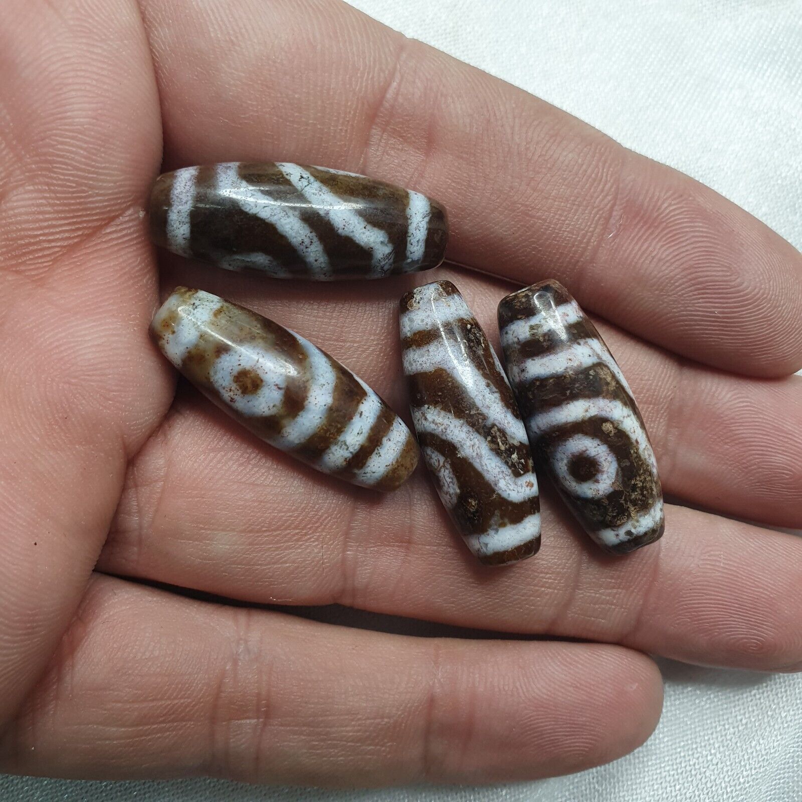 Lot 4 Pcs Eye Beads Tibetan dzi bead old amulet Agate Tibet gzi pendant SHD-L4