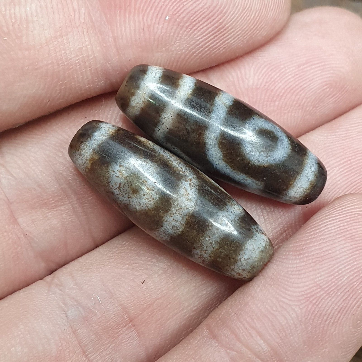 Lot 2 Eye Beads Tibetan dzi bead old amulet Agate Tibet gzi pendant SHD-3