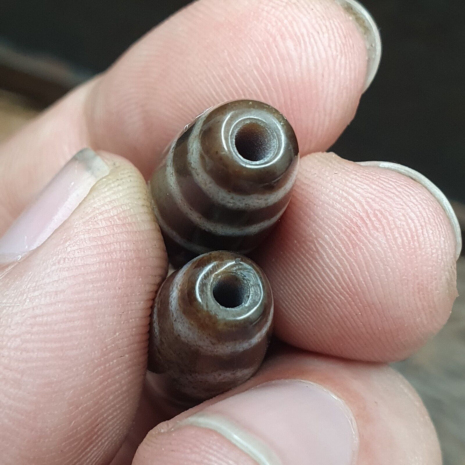 Lot 2 Eye Beads Tibetan dzi bead old amulet Agate Tibet gzi pendant SHD-3