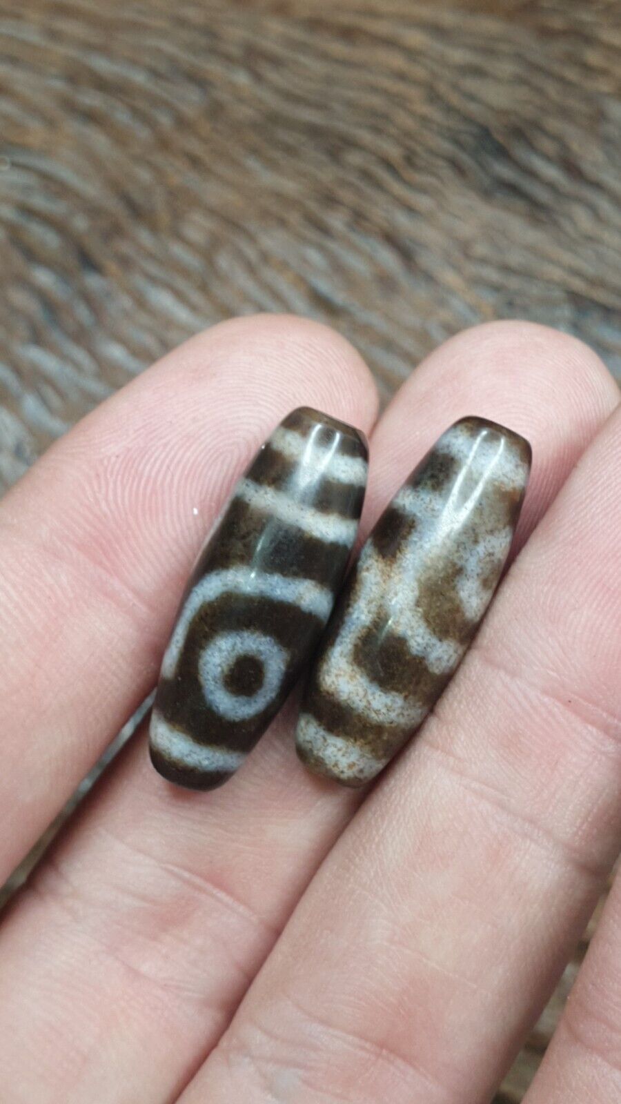 Lot 2 Eye Beads Tibetan dzi bead old amulet Agate Tibet gzi pendant SHD-3