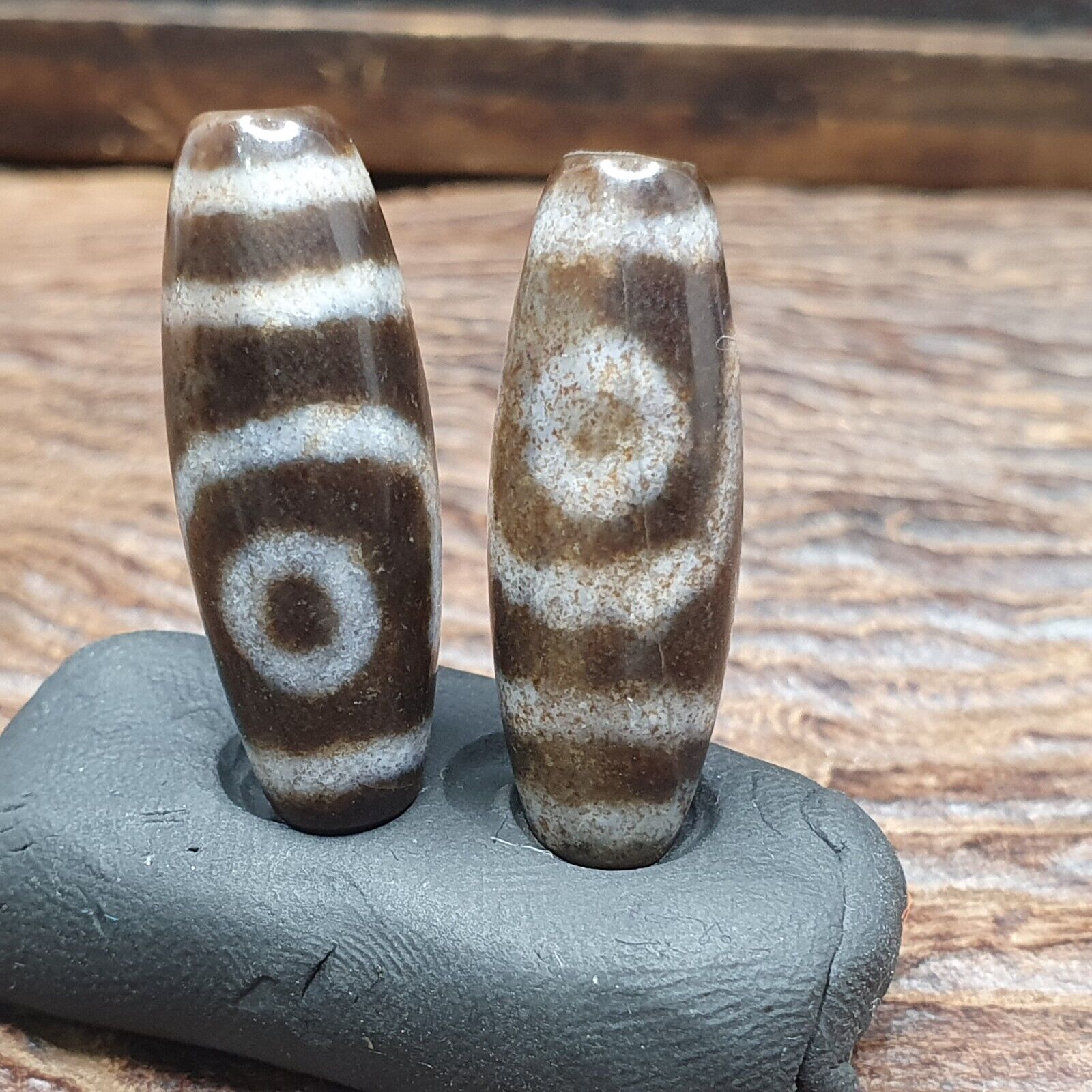 Lot 2 Eye Beads Tibetan dzi bead old amulet Agate Tibet gzi pendant SHD-3