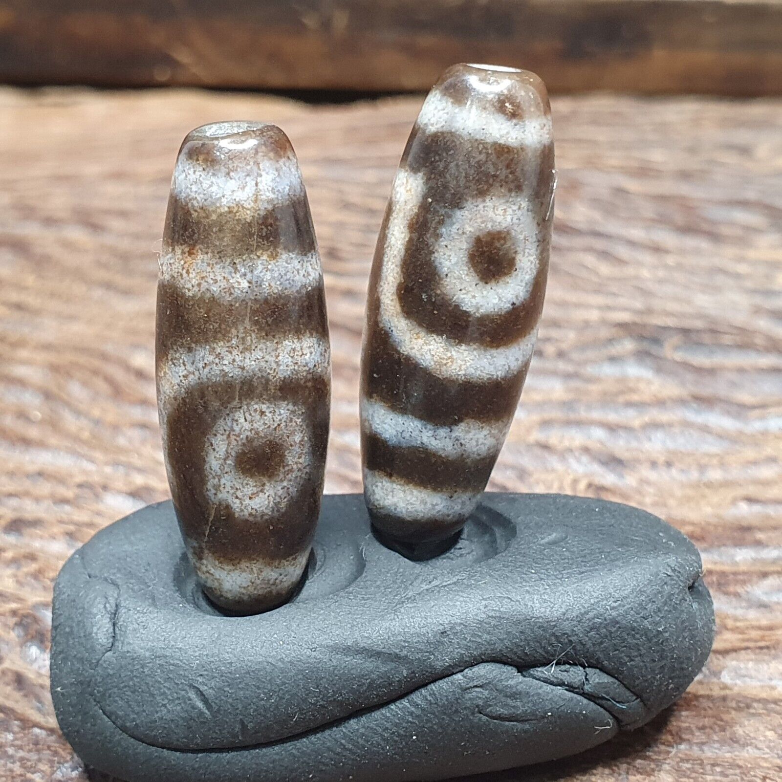 Lot 2 Eye Beads Tibetan dzi bead old amulet Agate Tibet gzi pendant SHD-3