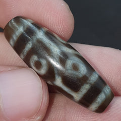 Round totem Heaven 6 Eyes Tibetan Old Agate Dzi Bead Amulet Pendant