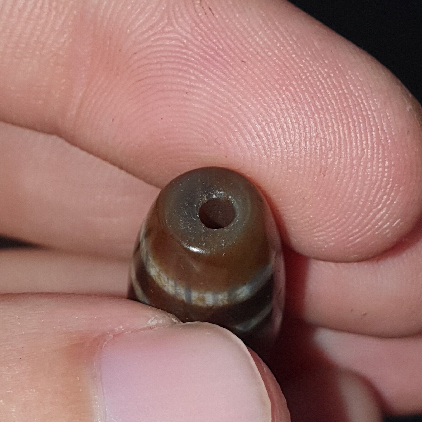 Round totem Heaven 6 Eyes Tibetan Old Agate Dzi Bead Amulet Pendant