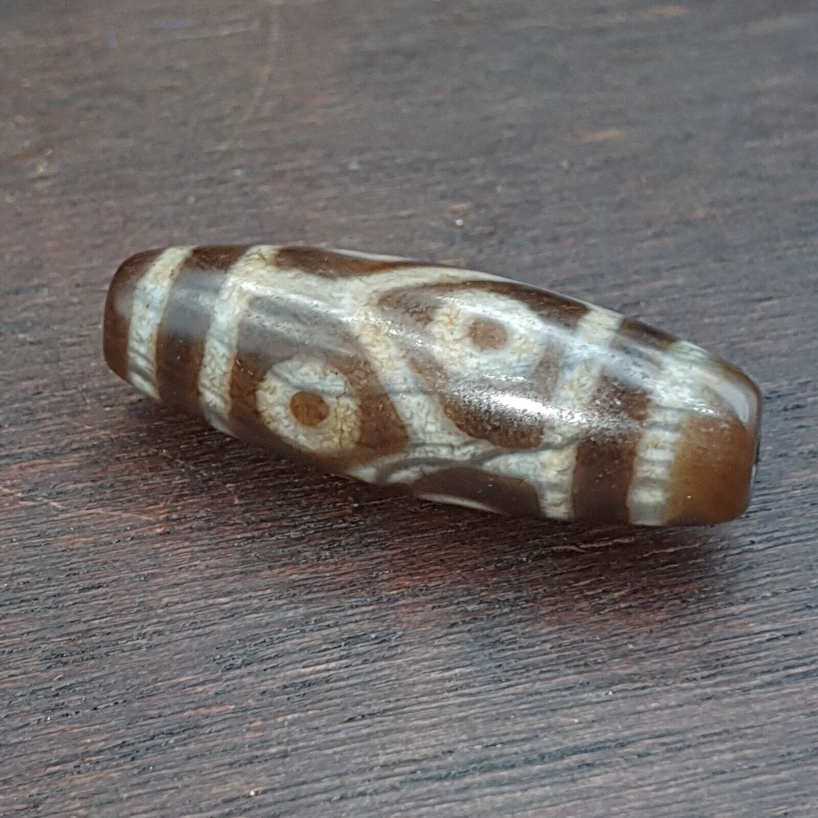 Round totem Heaven 6 Eyes Tibetan Old Agate Dzi Bead Amulet Pendant