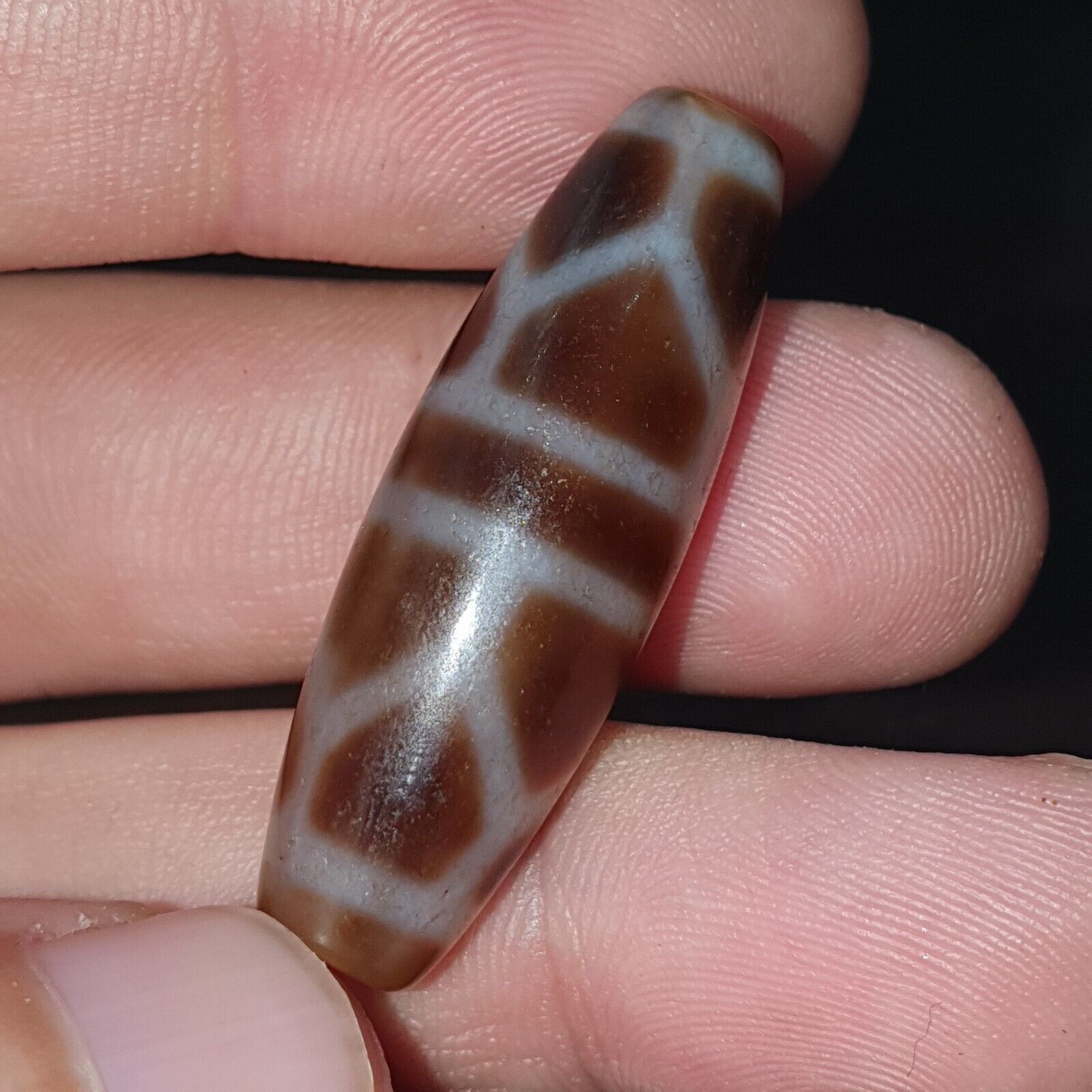 Mother earth 16 Square Eyes Tibetan Old Agate Dzi Bead TOTEM Amulet Pendant