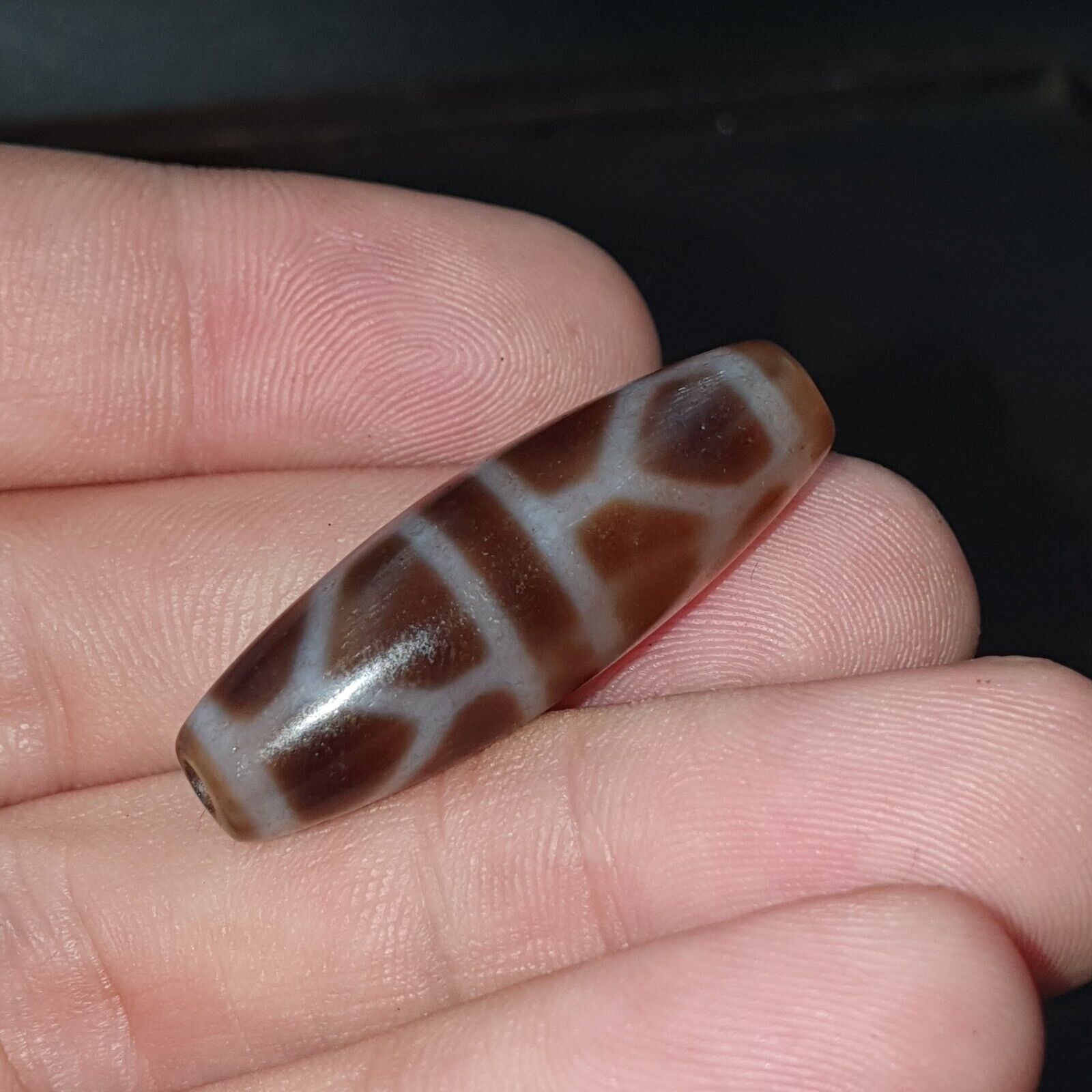 Mother earth 16 Square Eyes Tibetan Old Agate Dzi Bead TOTEM Amulet Pendant