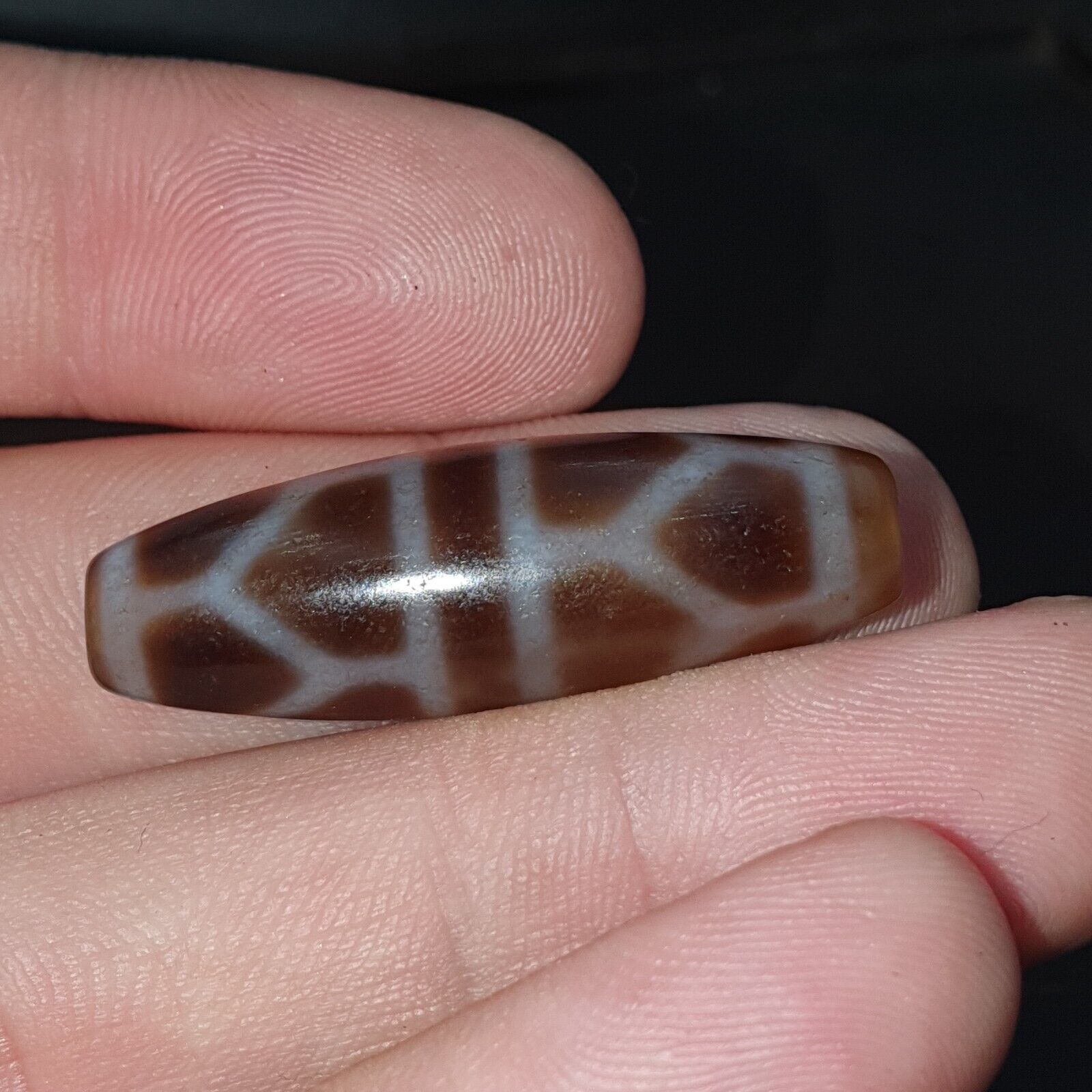 Mother earth 16 Square Eyes Tibetan Old Agate Dzi Bead TOTEM Amulet Pendant