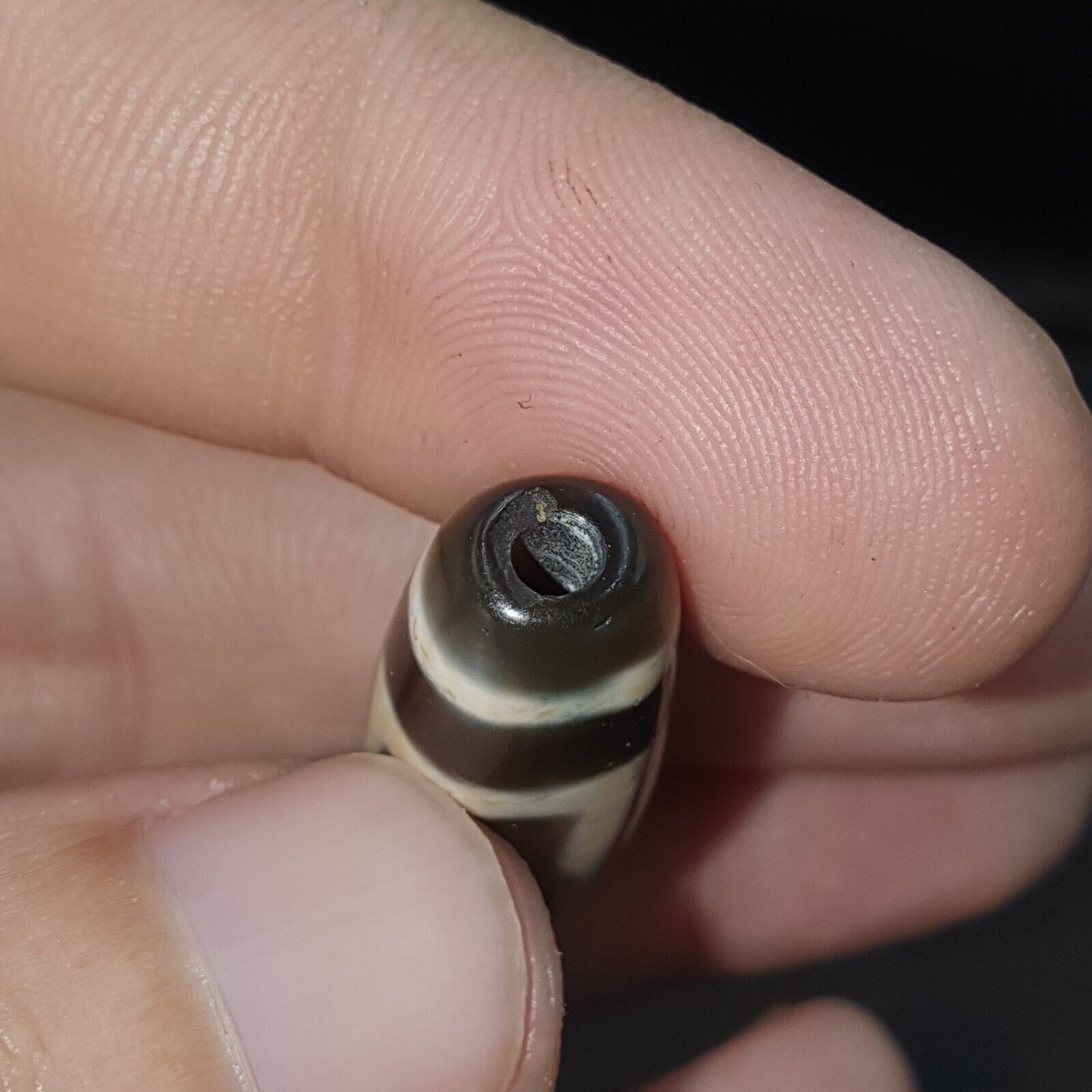 Round totem Tibetan Old Agate Dzi Bead" Heaven & Earth " Amulet Pendant